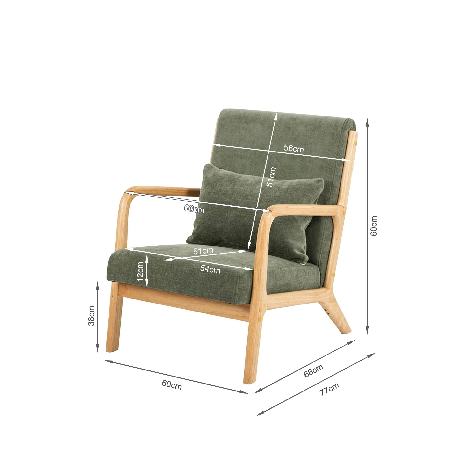 Taru Linen Armchair - Dark Green - Image 13