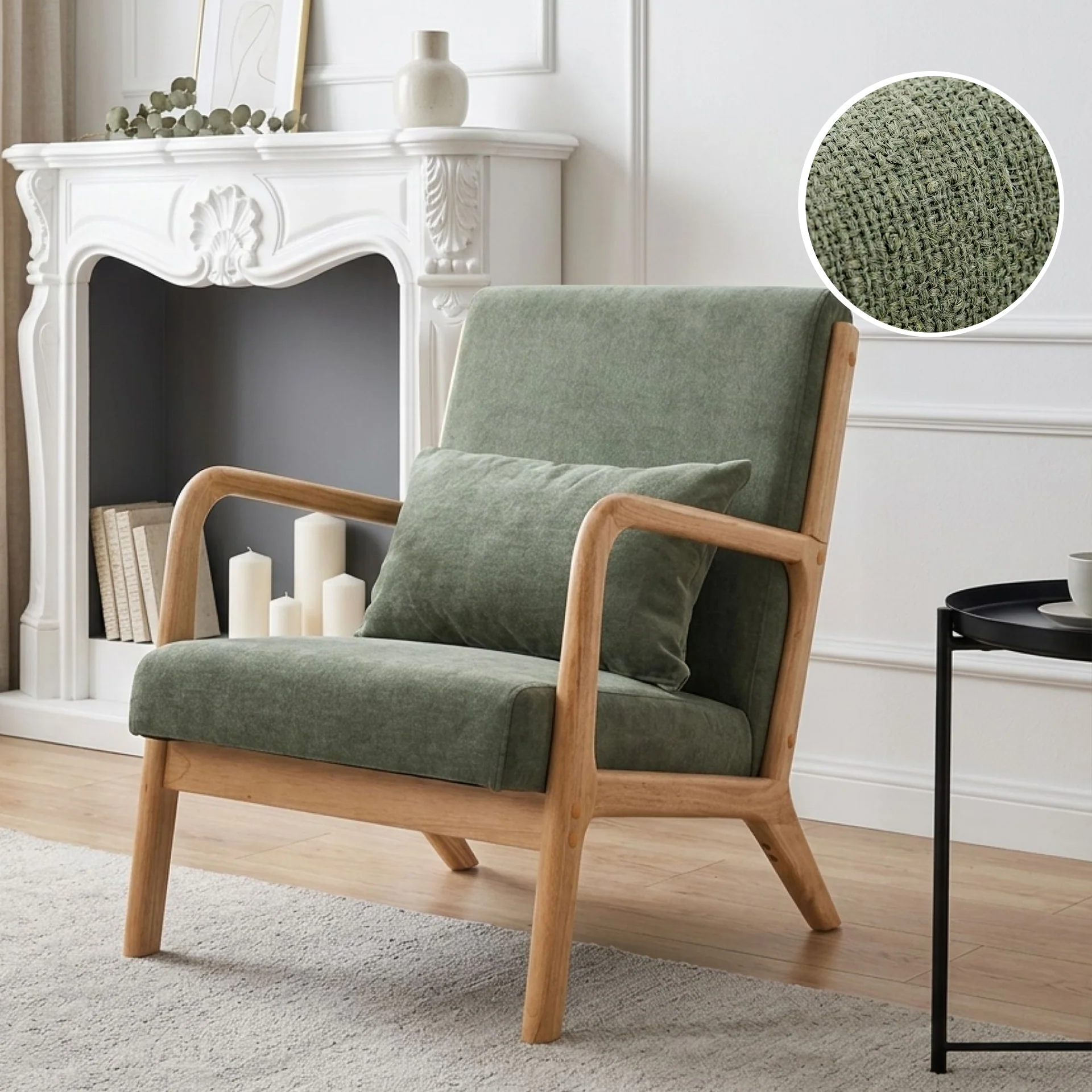 Taru Linen Armchair - Dark Green - Image 2