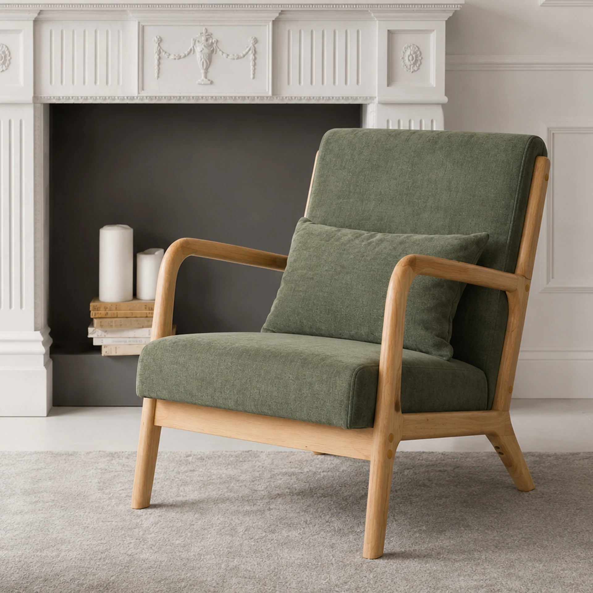 Taru Linen Armchair - Dark Green - Image 4