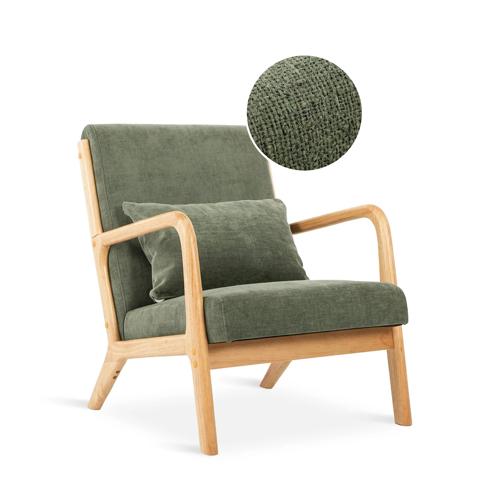Taru Linen Armchair - Dark Green - Image 5