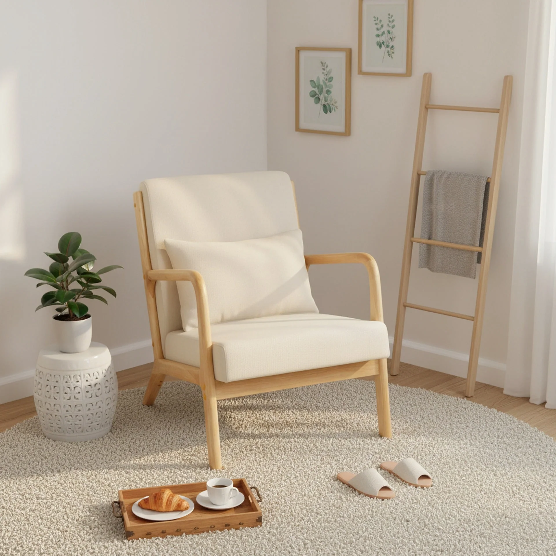 Taru Velvet Armchair - Beige - Image 3