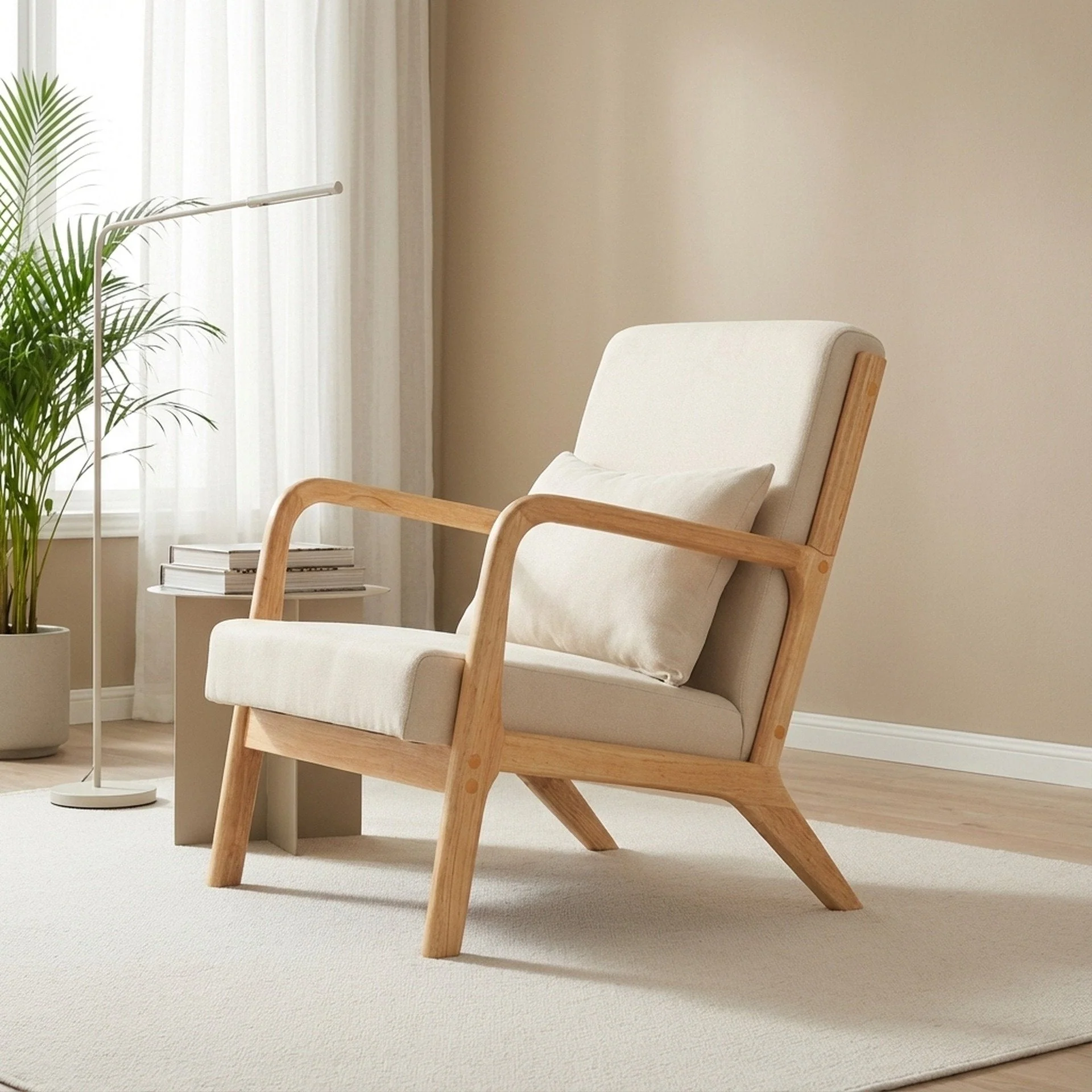 Taru Velvet Armchair - Beige - Image 4