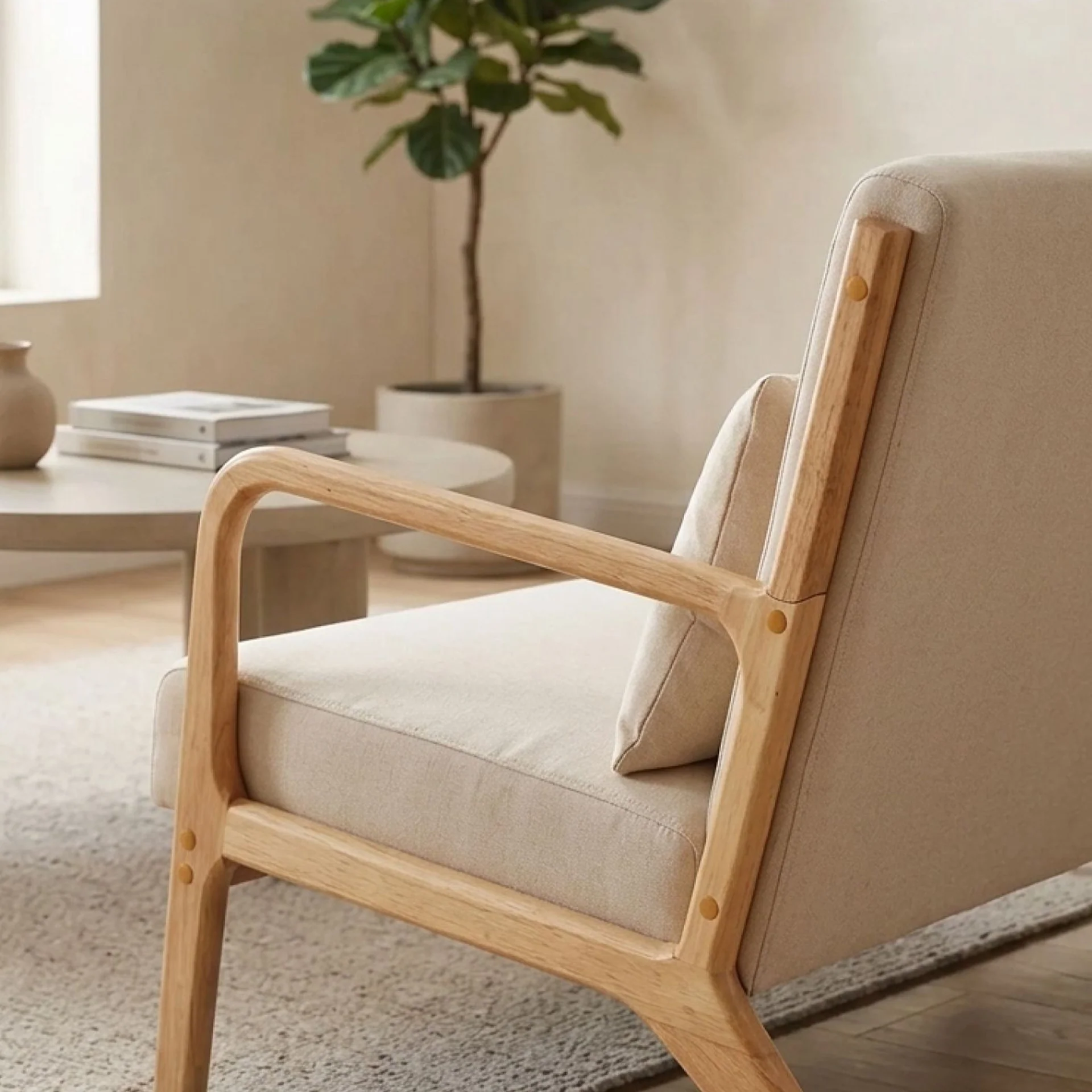 Taru Velvet Armchair - Beige - Image 5