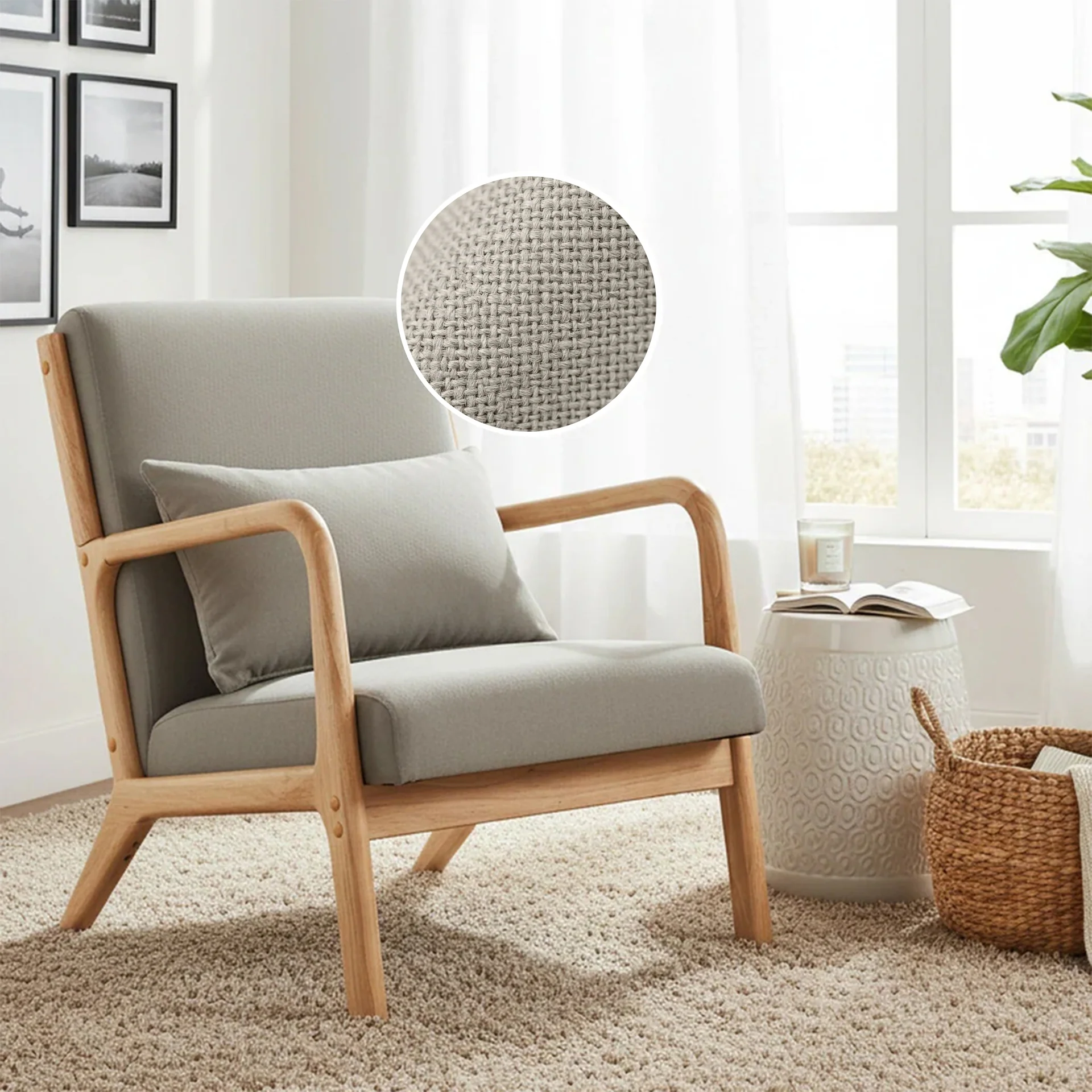 Taru Velvet Armchair - Grey - Image 2