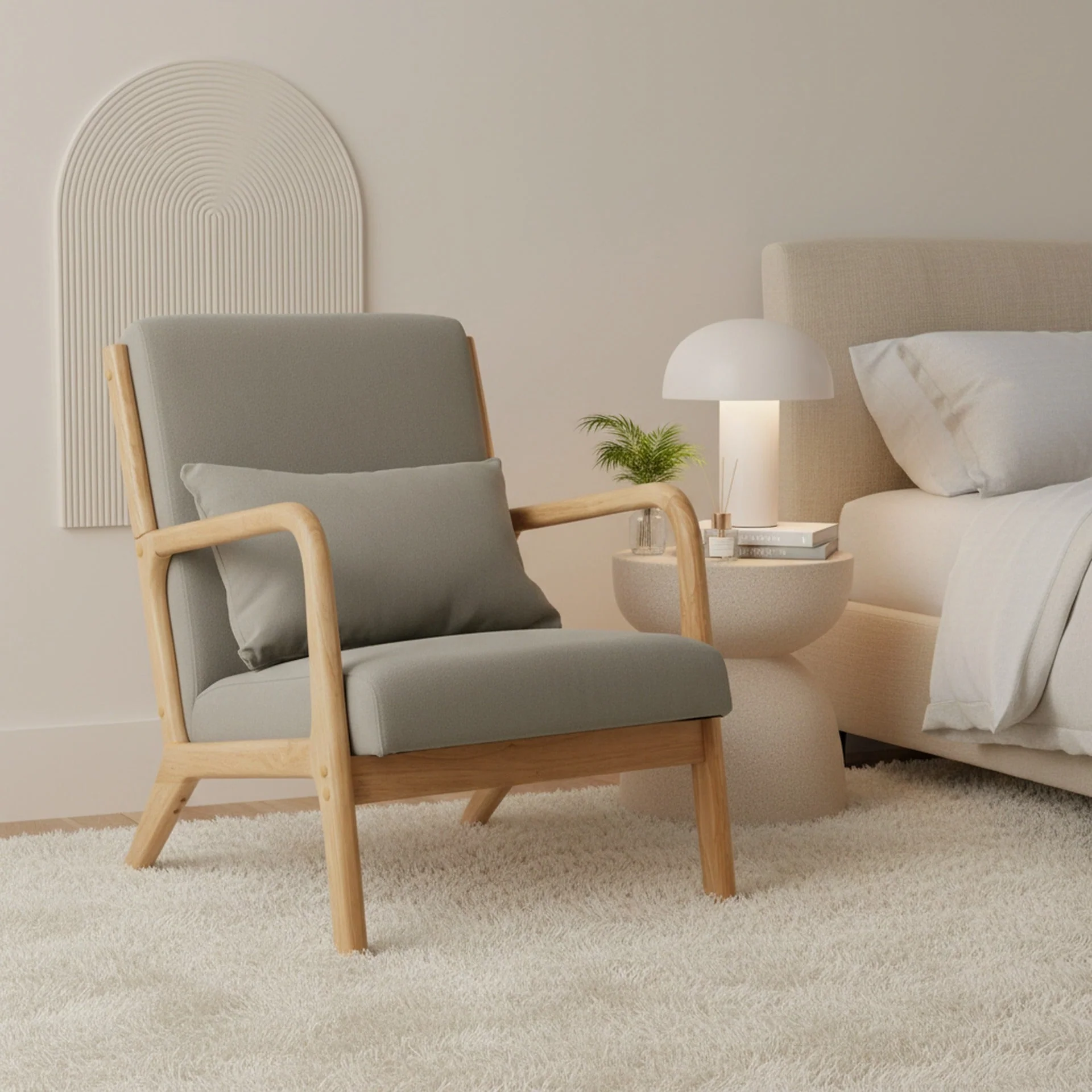 Taru Velvet Armchair - Grey - Image 5