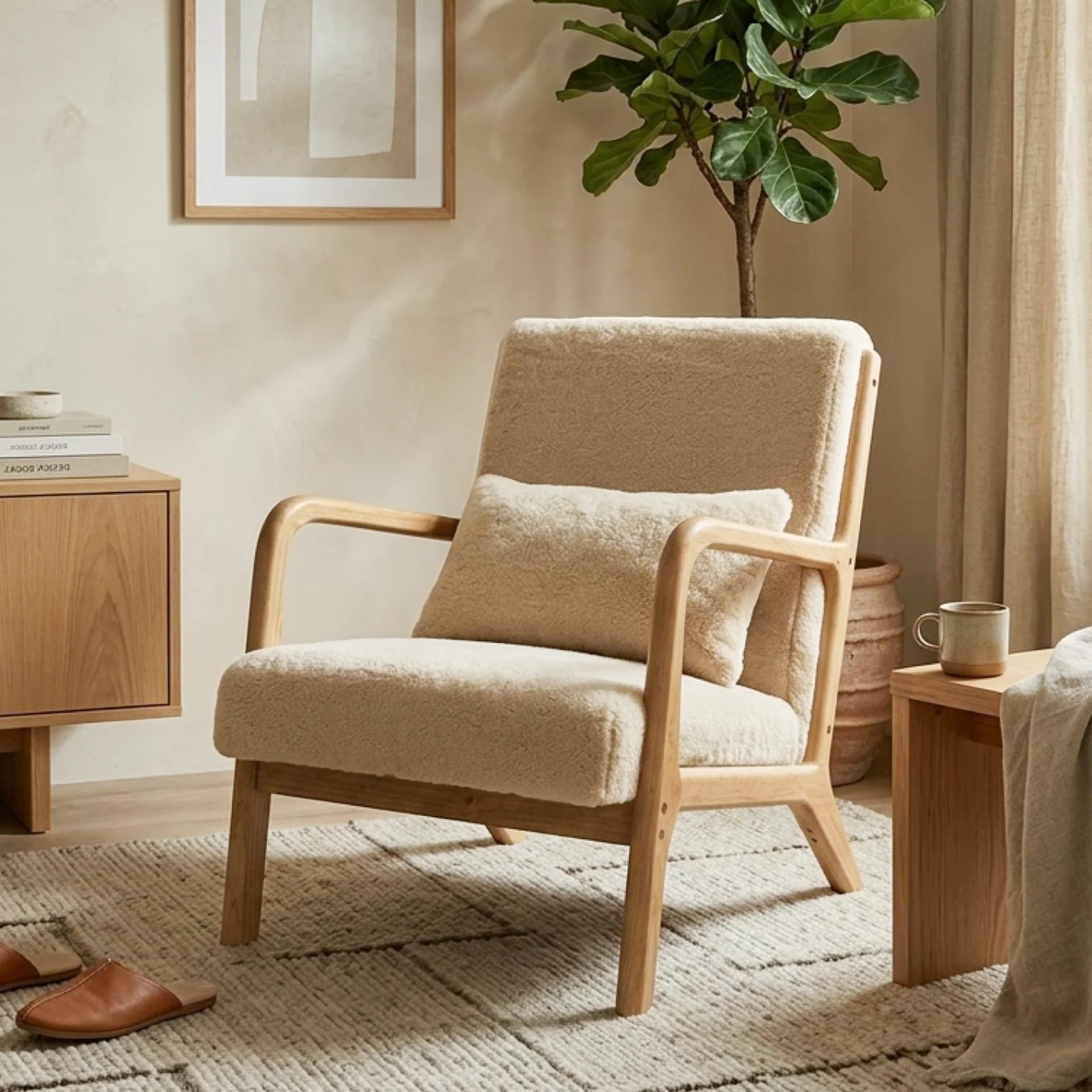 Taru Velvet Armchair - Light Khaki