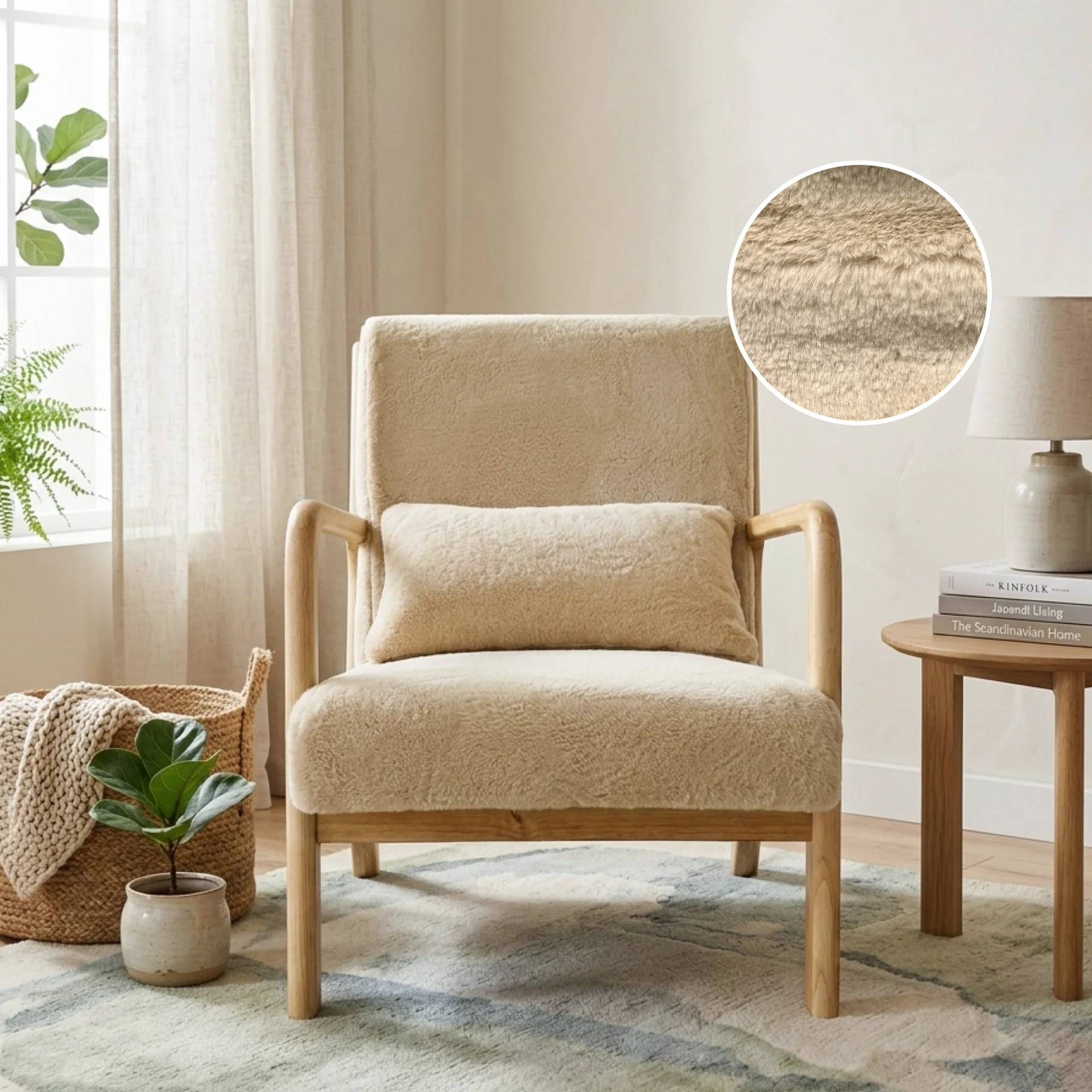 Taru Velvet Armchair - Light Khaki - Image 2