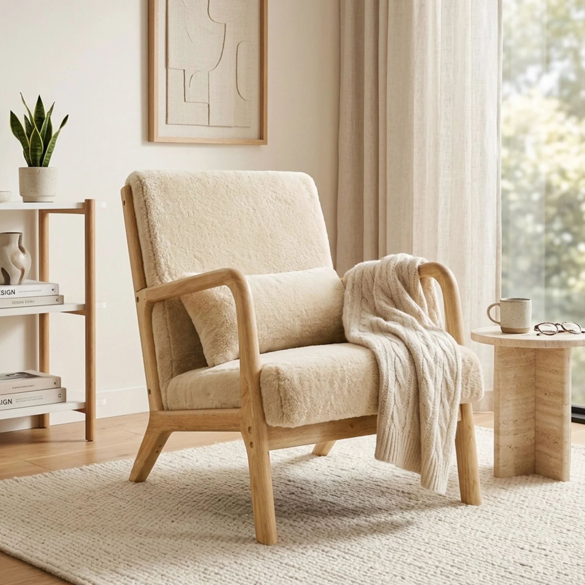Taru Velvet Armchair - Light Khaki - Image 3