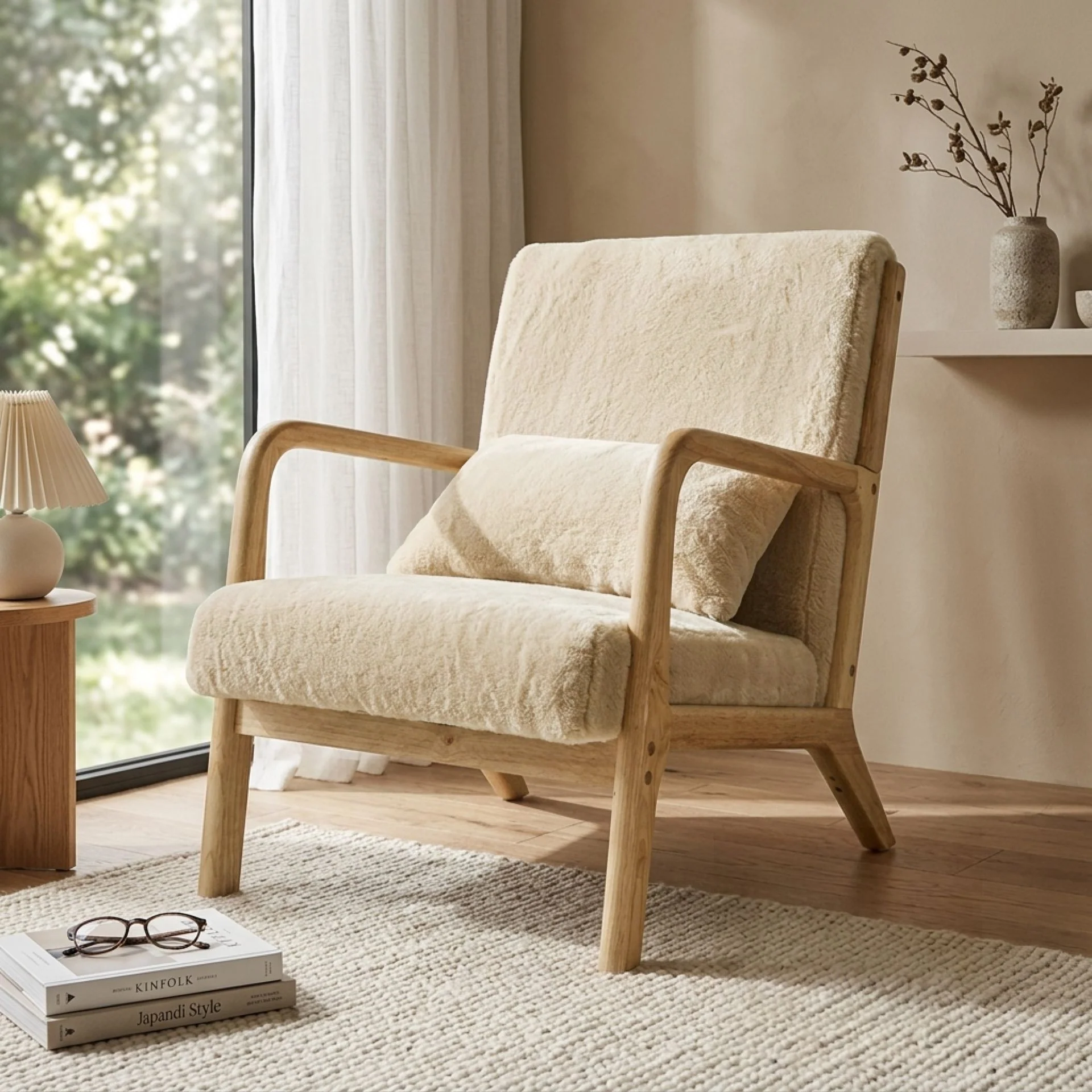 Taru Velvet Armchair - Light Khaki - Image 4