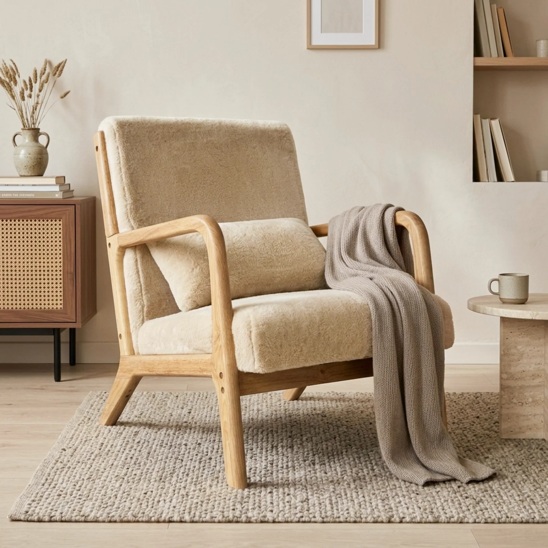 Taru Velvet Armchair - Light Khaki - Image 6
