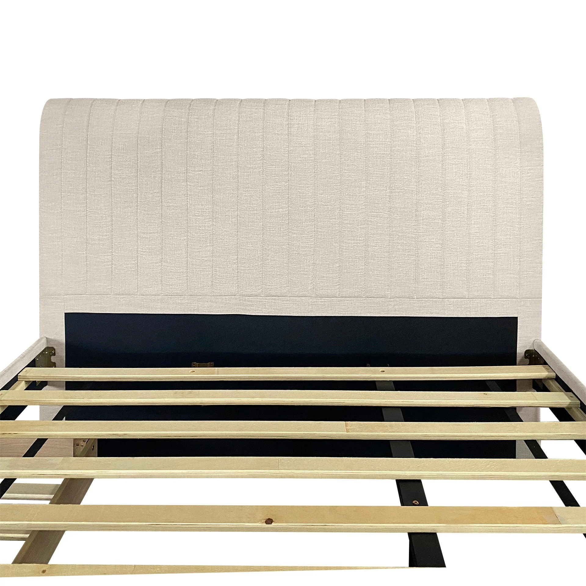 Tasman Velvet Queen with Single Trundle Bed Frame - Oat - Image 10