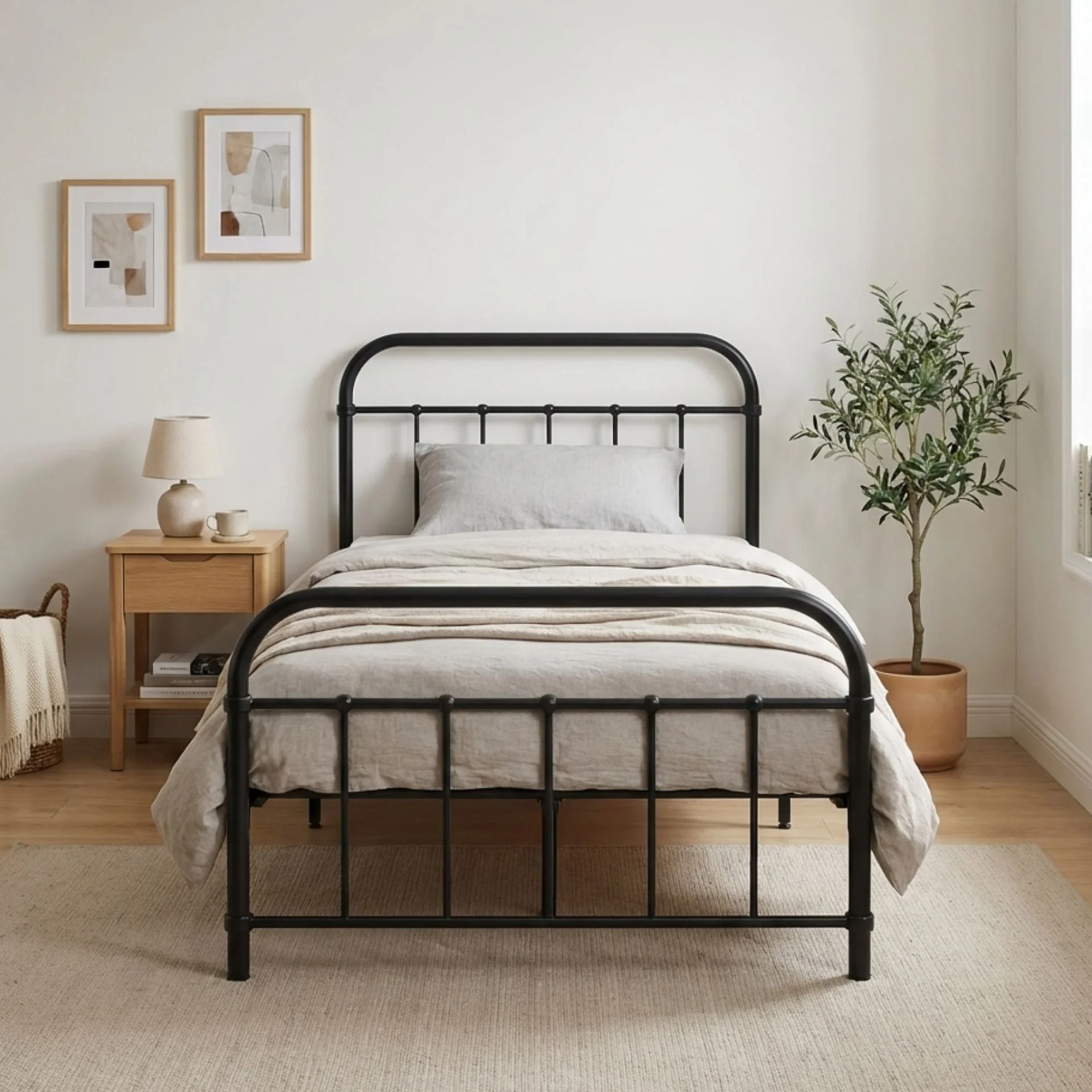 Taylor King Single Metal Bed Frame - Black - Image 2