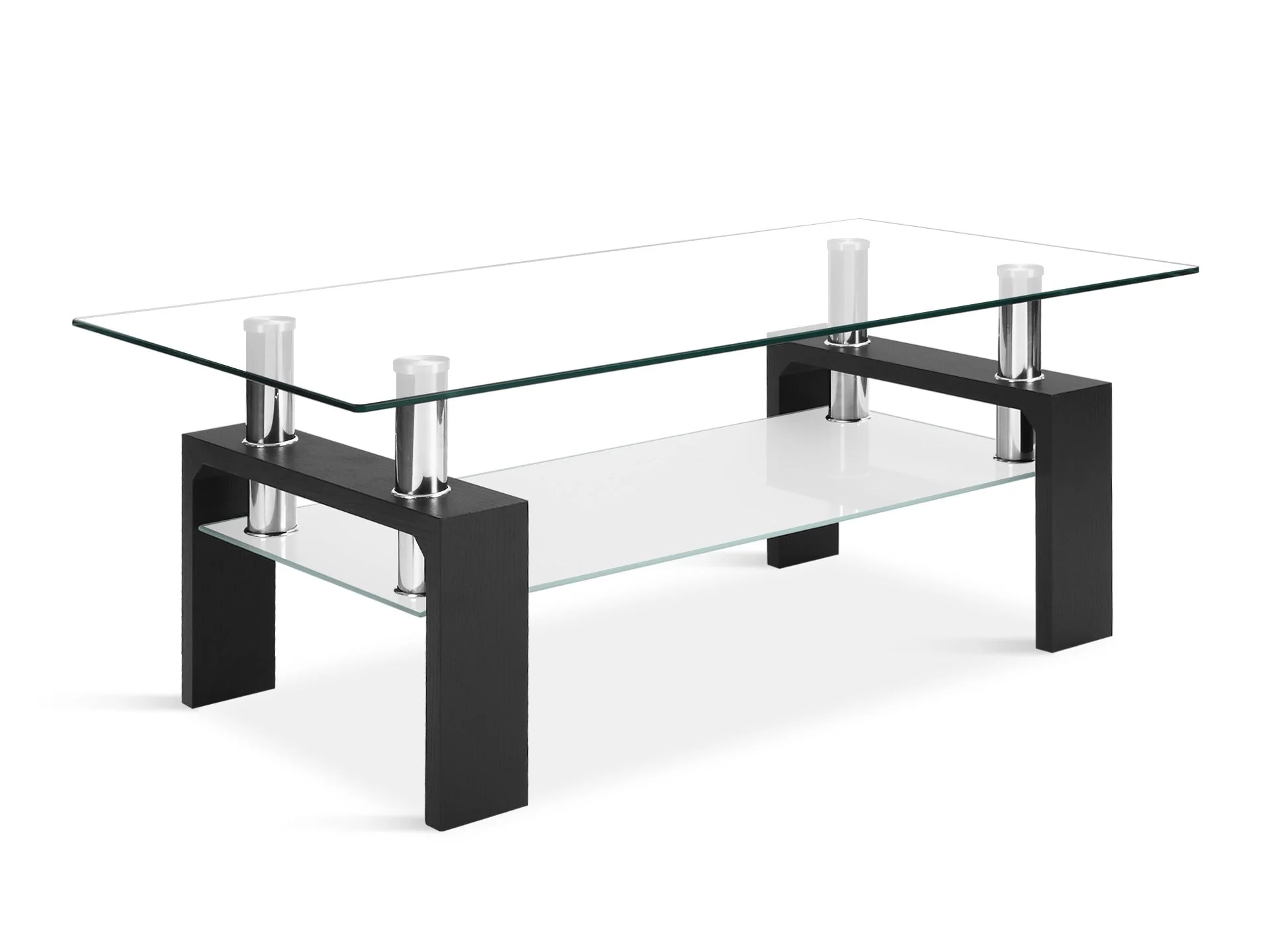 Ollie Tempered Glass Rectangle Coffee Table 95 x 55cm - Black - Image 2