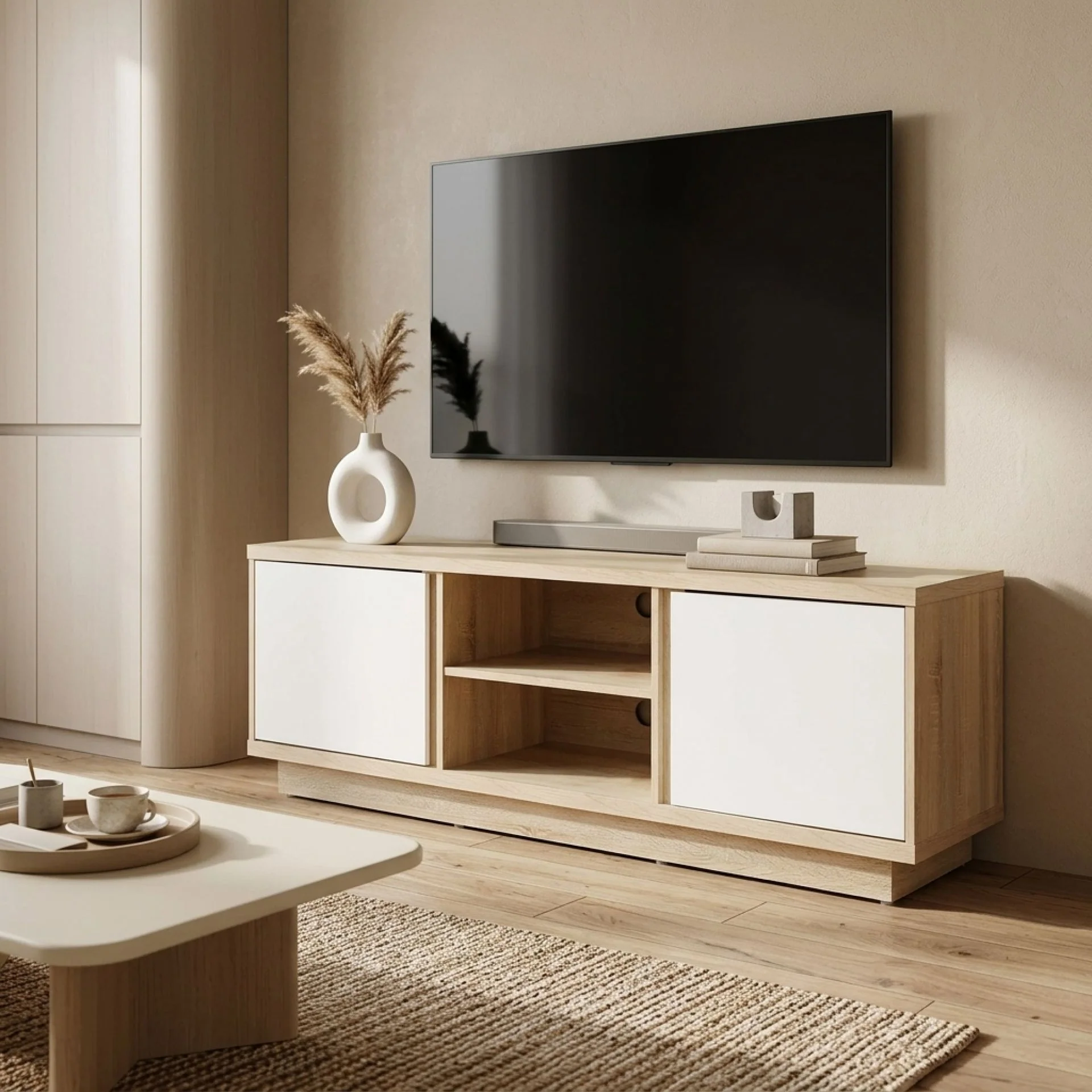 Thames 1.5m Entertainment Unit - Oak + White