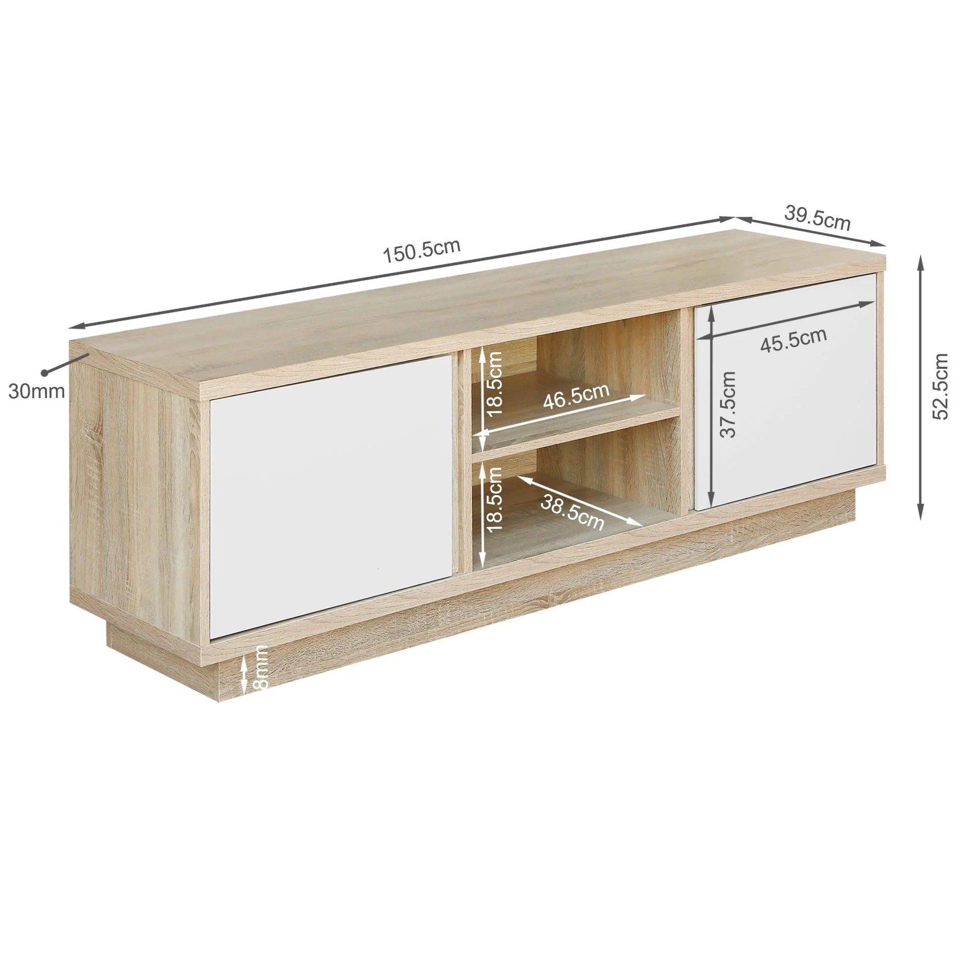 Thames 1.5m Entertainment Unit - Oak + White - Image 13