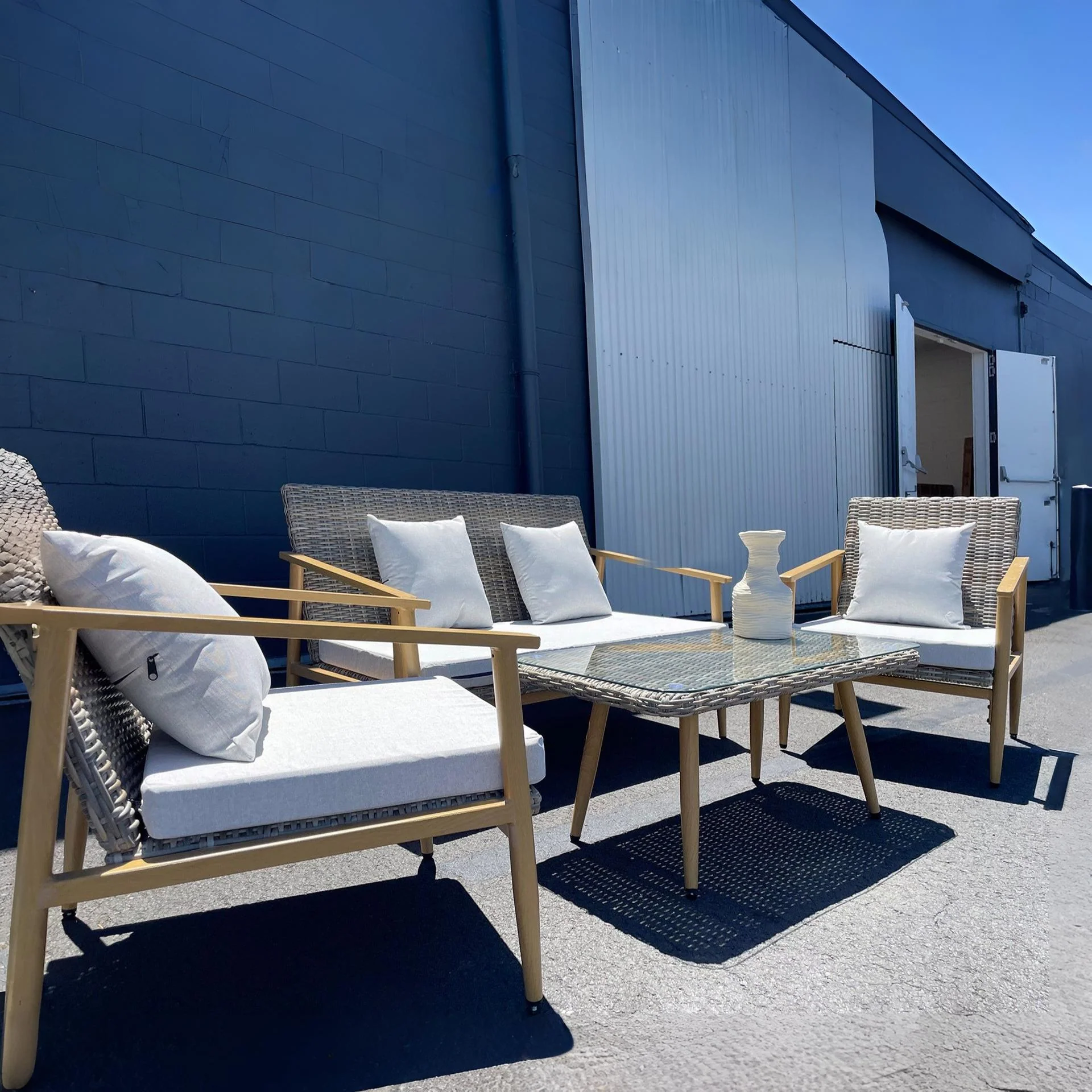 Thasos 4 Piece Outdoor Sofa Set - Light Grey - Image 2