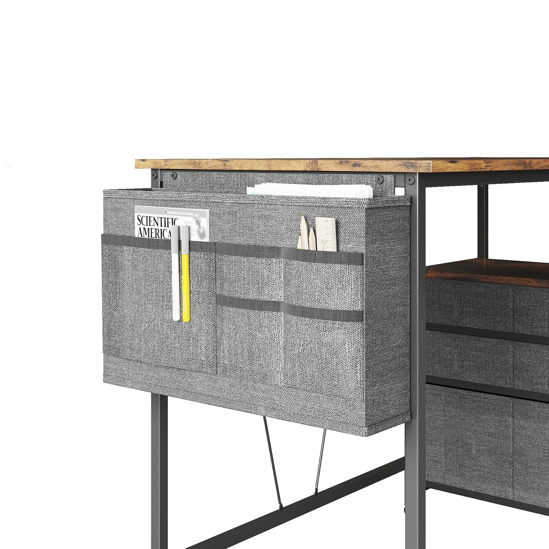 Thiago 100cm Computer Desk with 3 Drawers - Rustic Brown - Image 6
