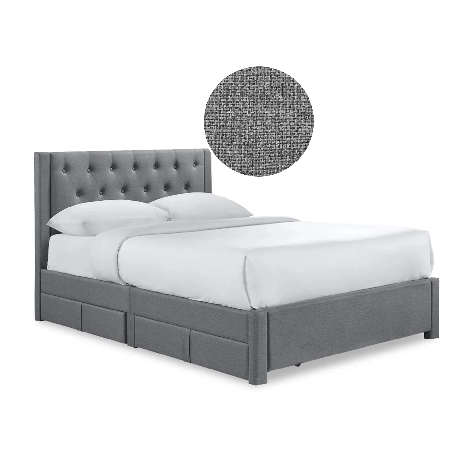 Thornton Double Fabric Bed Frame with 4 Drawers - Light Grey - Image 10