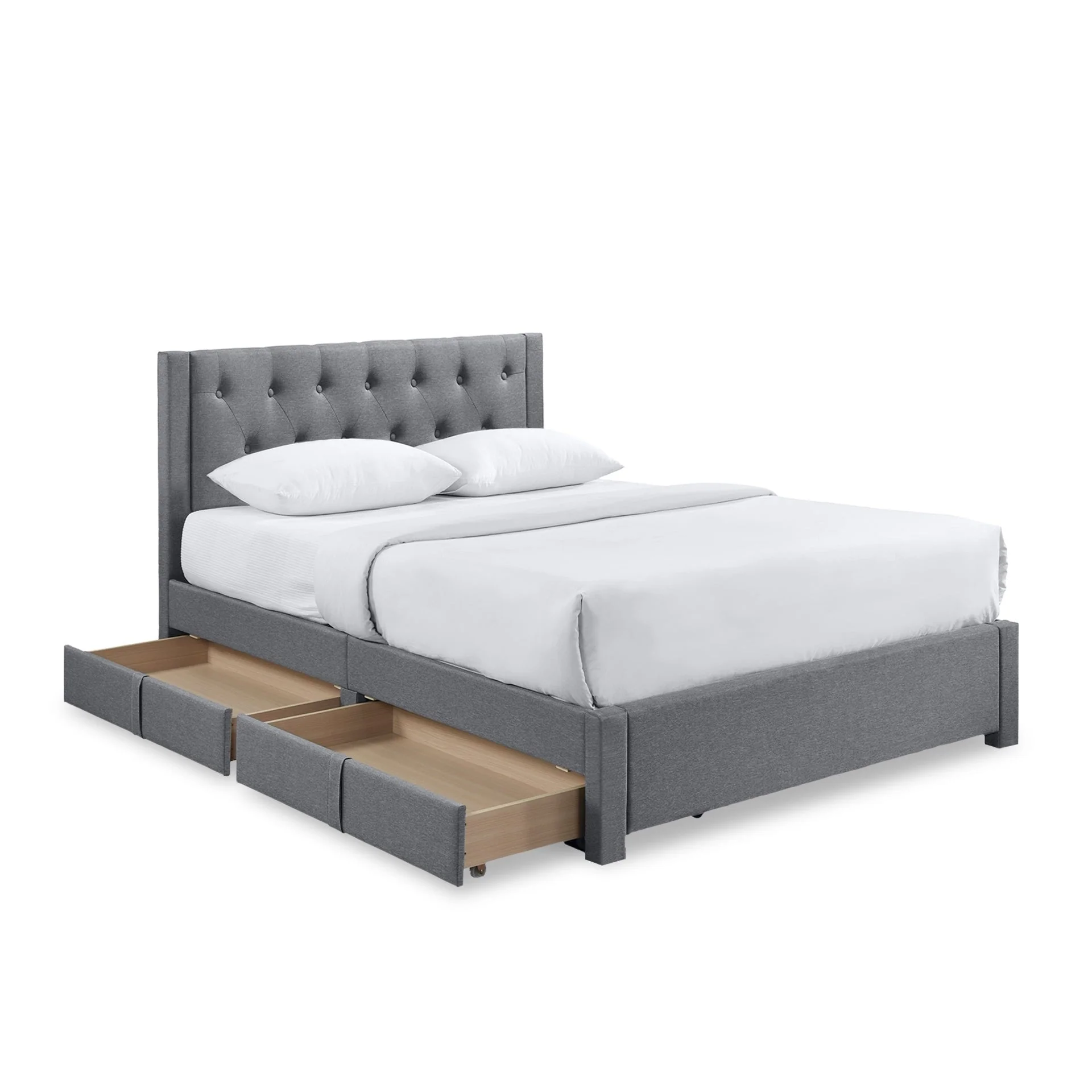 Thornton Double Fabric Bed Frame with 4 Drawers - Light Grey - Image 11