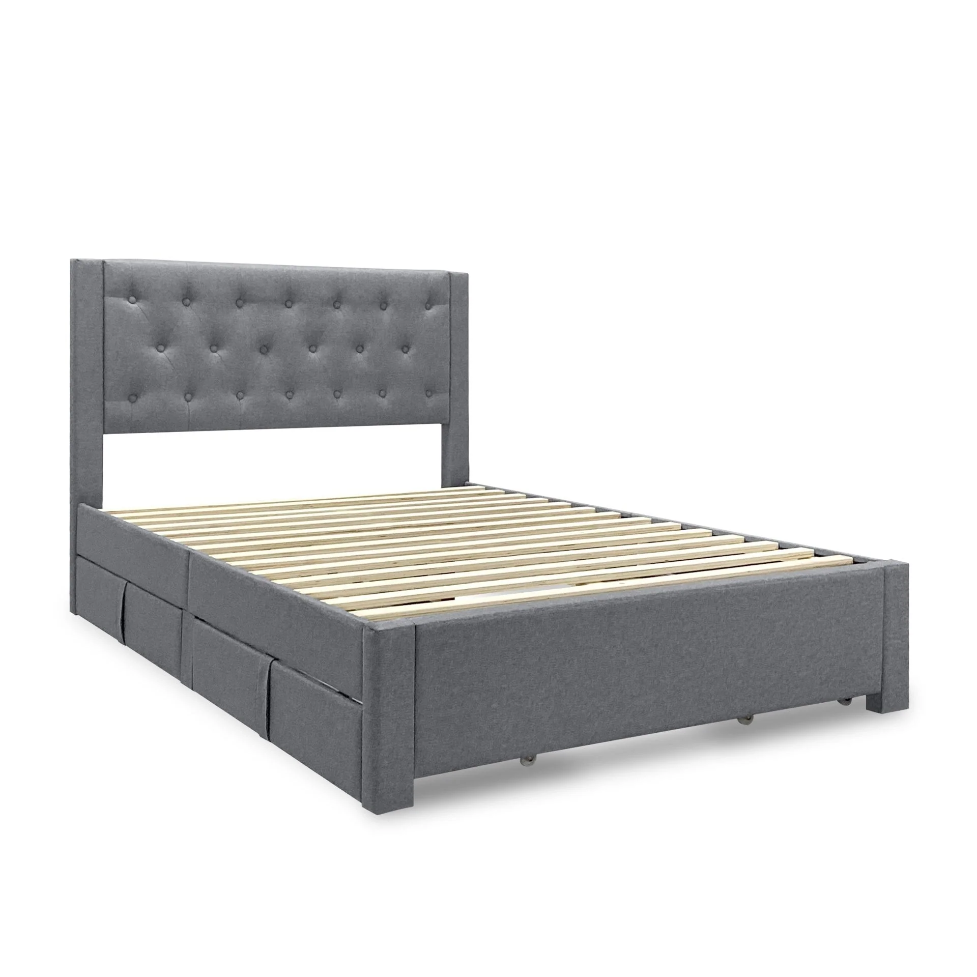 Thornton Double Fabric Bed Frame with 4 Drawers - Light Grey - Image 12