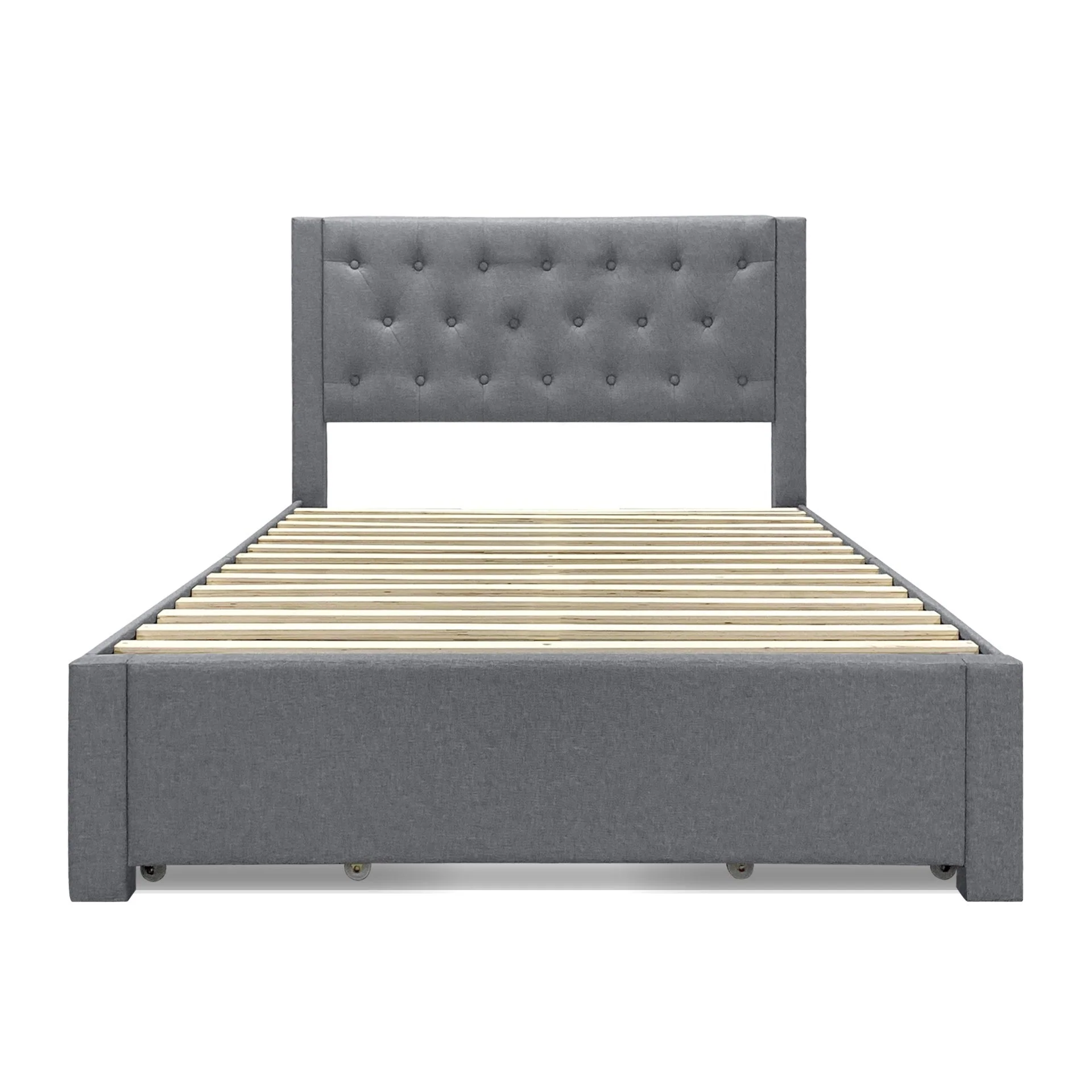 Thornton Double Fabric Bed Frame with 4 Drawers - Light Grey - Image 13