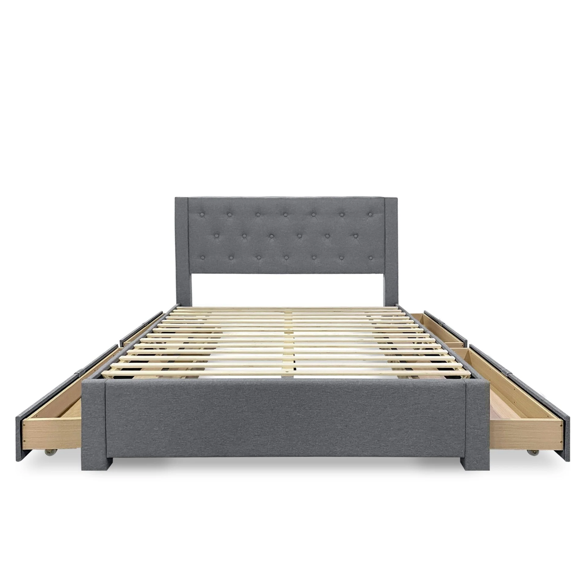 Thornton Double Fabric Bed Frame with 4 Drawers - Light Grey - Image 14