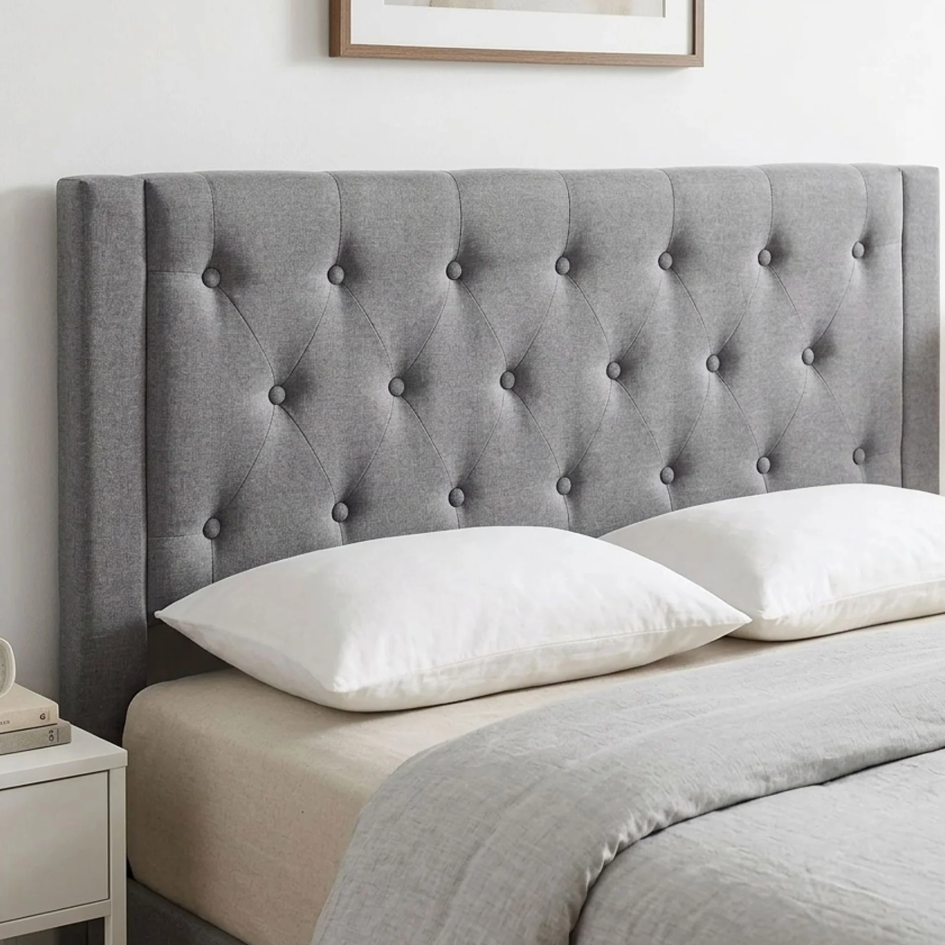 Thornton Double Fabric Bed Frame with 4 Drawers - Light Grey - Image 8