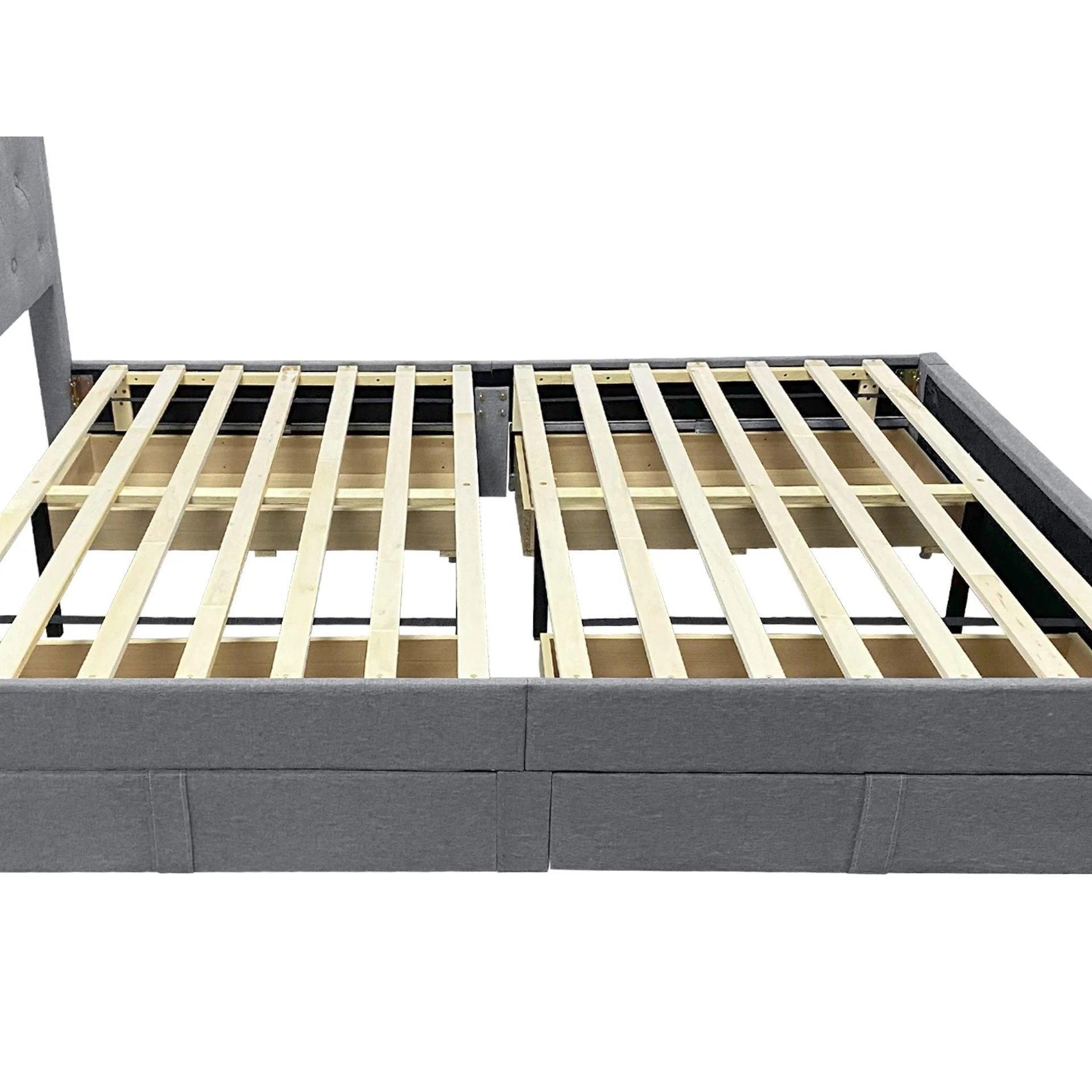 Thornton Queen Fabric Bed Frame with 4 Drawers - Light Grey - Image 13