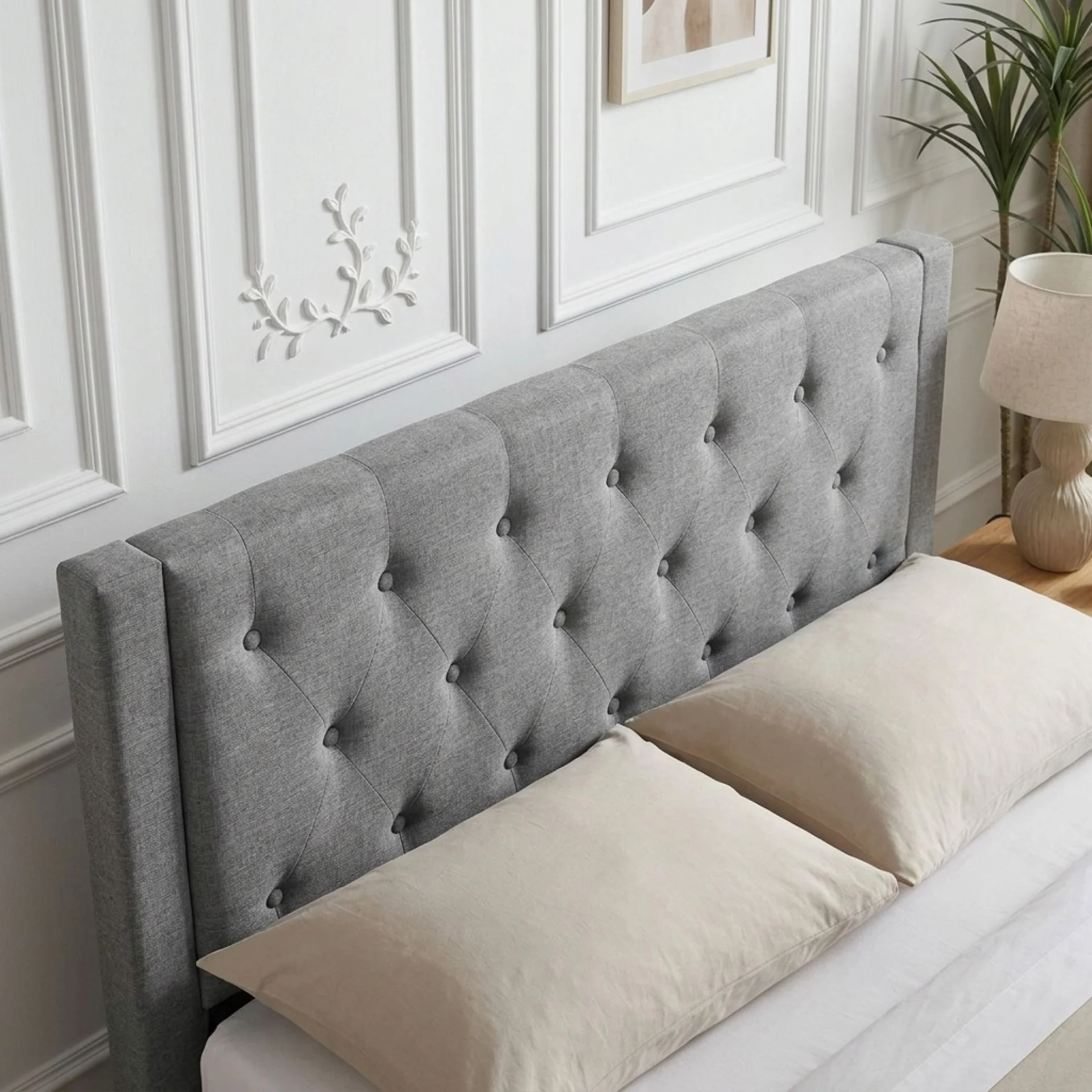 Thornton Queen Fabric Bed Frame with 4 Drawers - Light Grey - Image 5