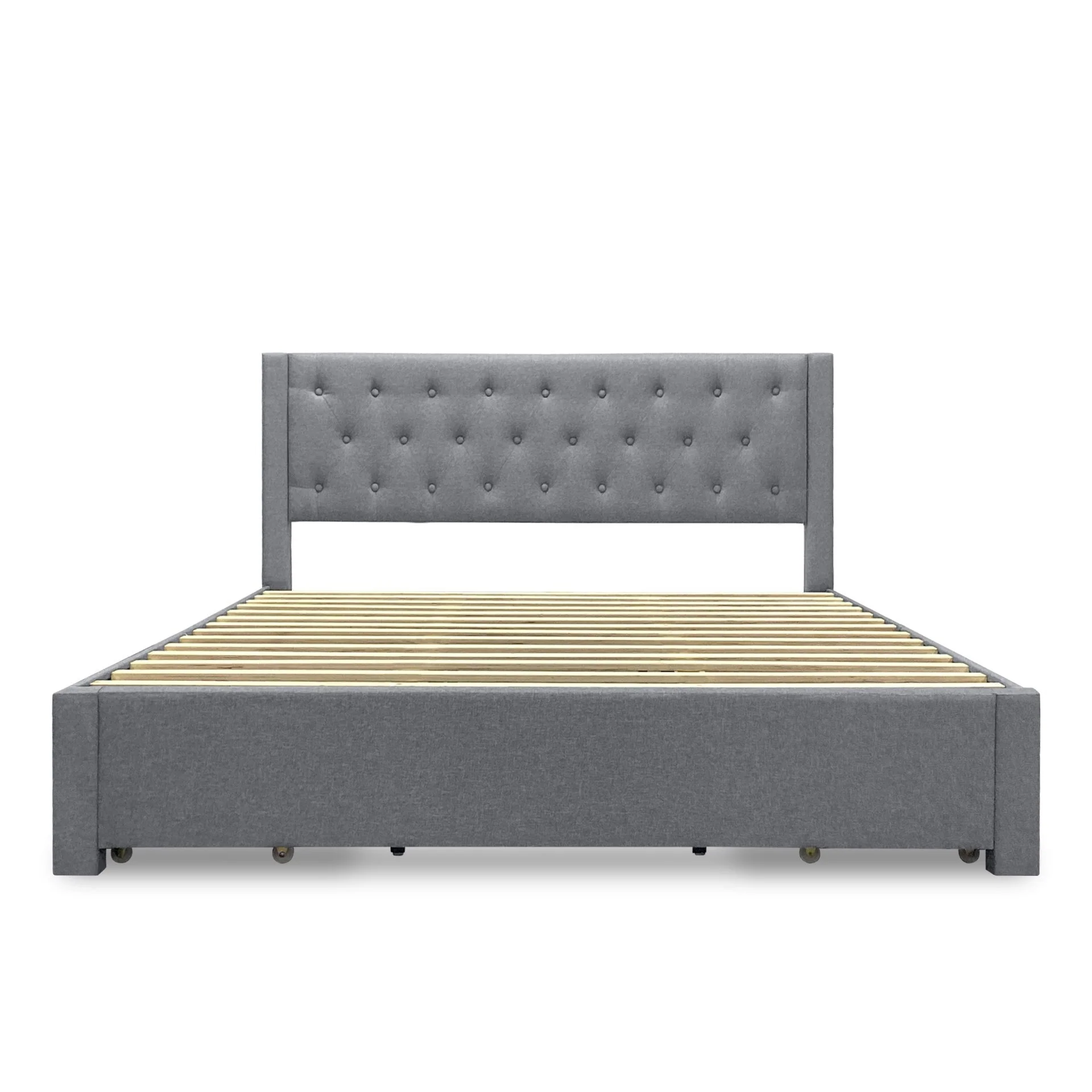 Thornton Super King Fabric Bed Frame with 4 Drawers - Light Grey - Image 7