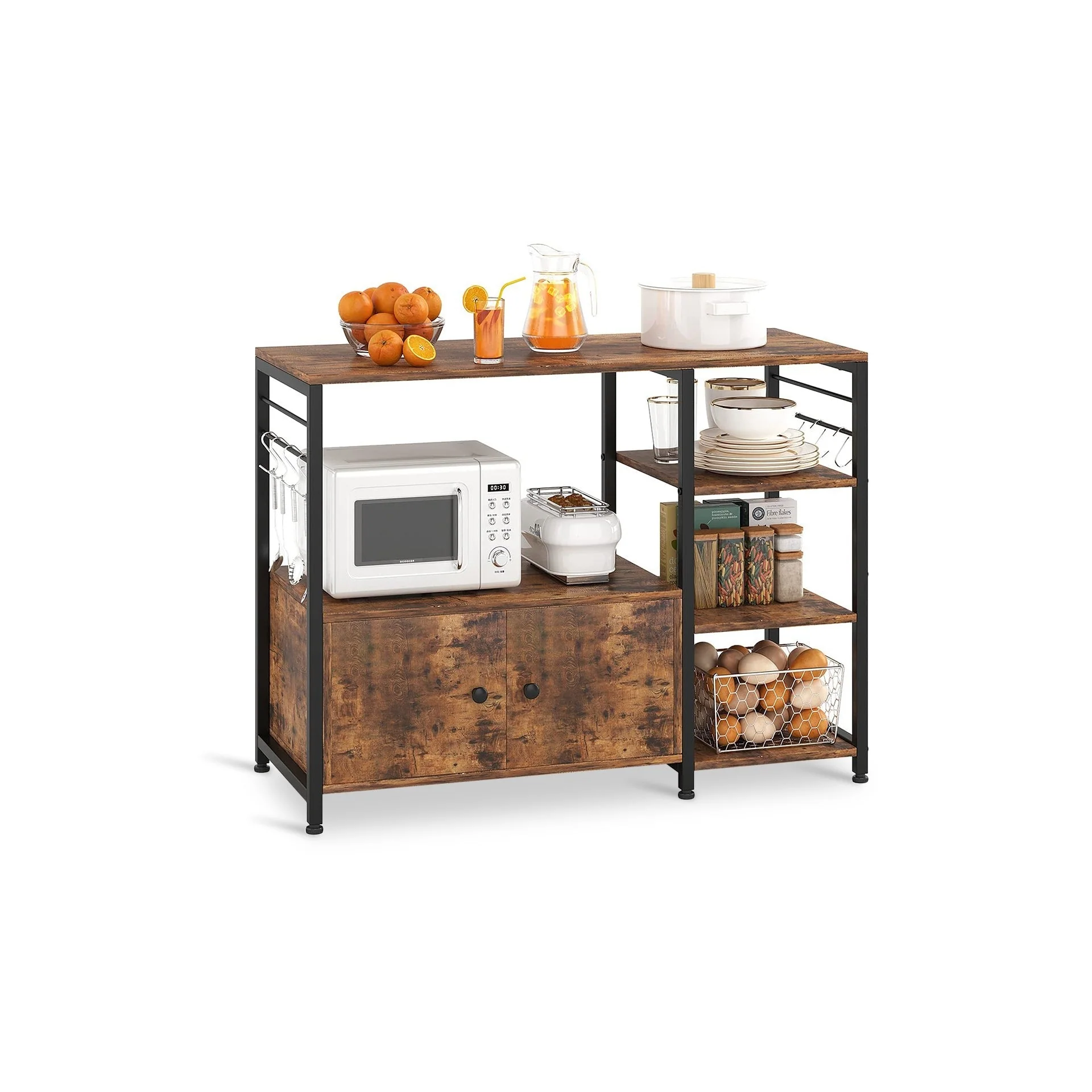 Toko Kitchen Storage Cabinet Shelf Microwave Stand - Rustic Brown - Image 7