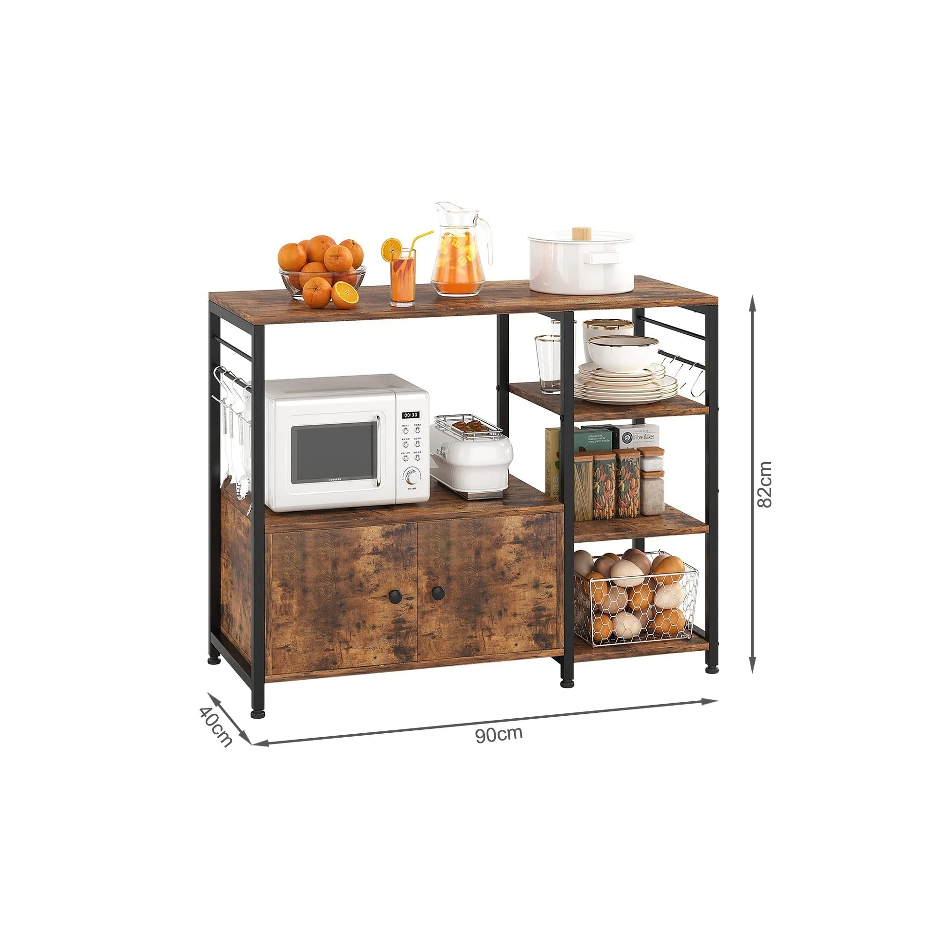 Toko Kitchen Storage Cabinet Shelf Microwave Stand - Rustic Brown - Image 9