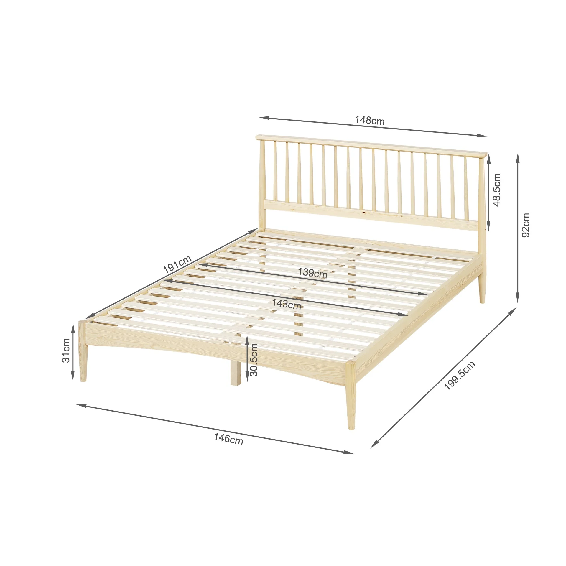 Tolmount Double Wooden Bed Frame - Light Oak - Image 14