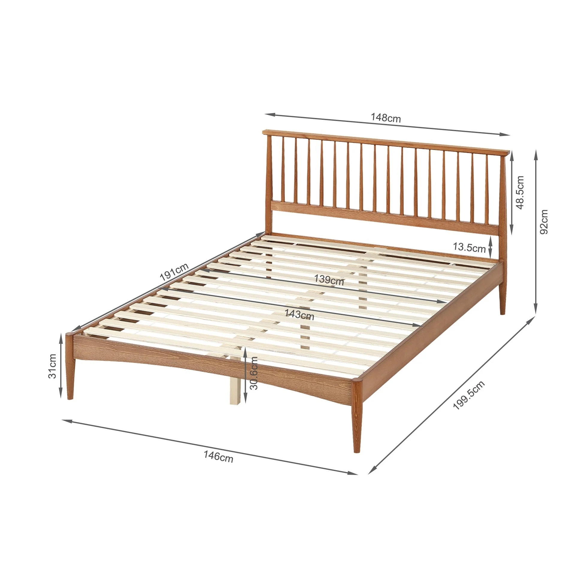 Tolmount Double Wooden Bed Frame - Walnut - Image 11