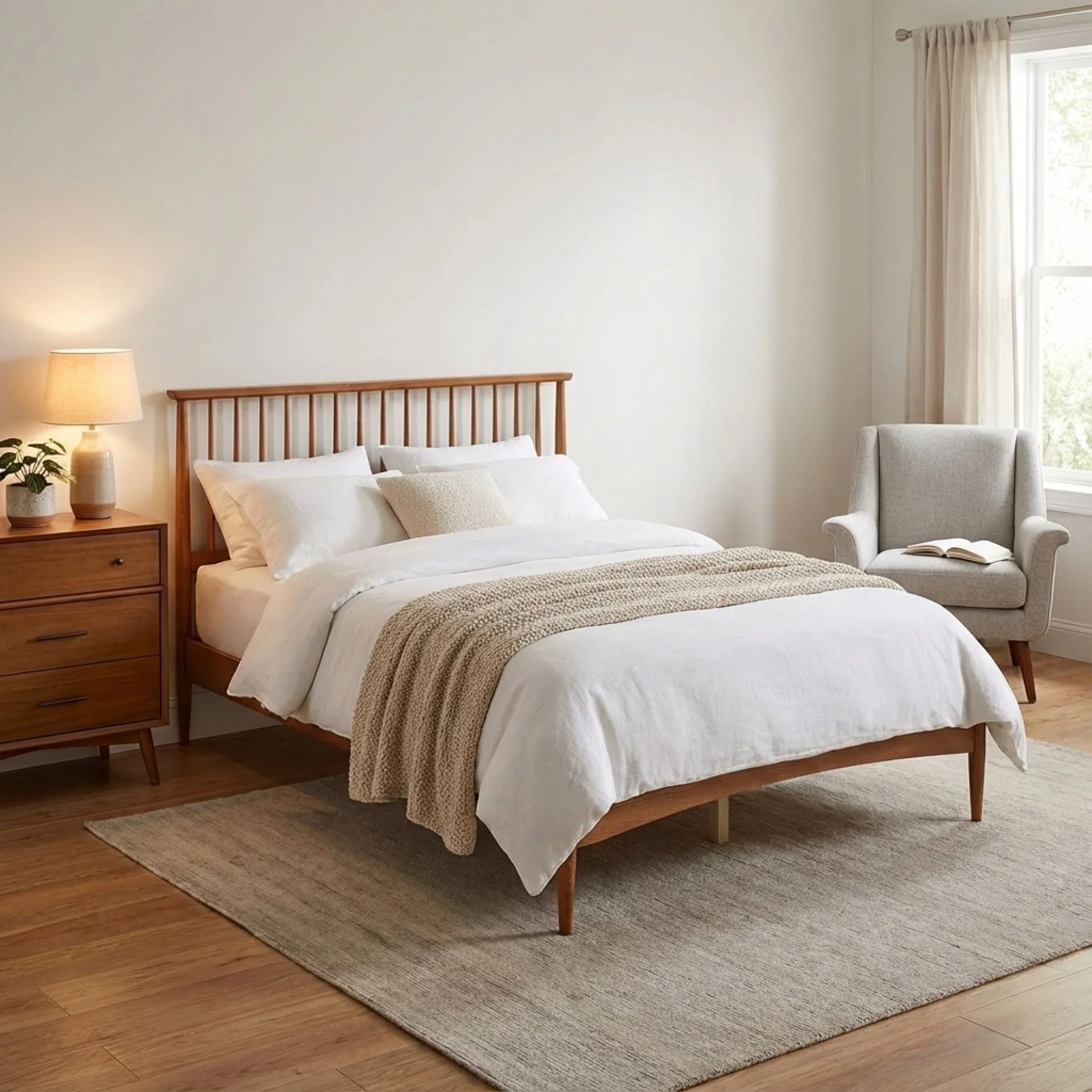 Tolmount Double Wooden Bed Frame - Walnut - Image 2