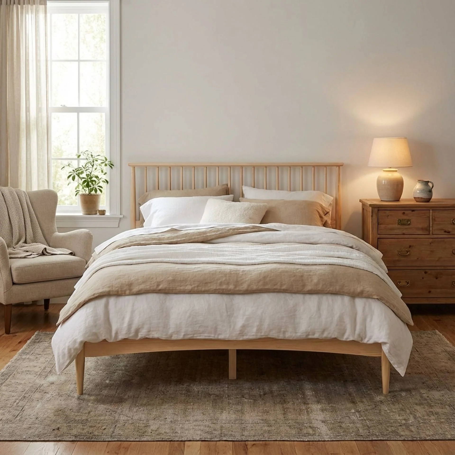 Tolmount Queen Wooden Bed Frame - Light Oak - Image 3