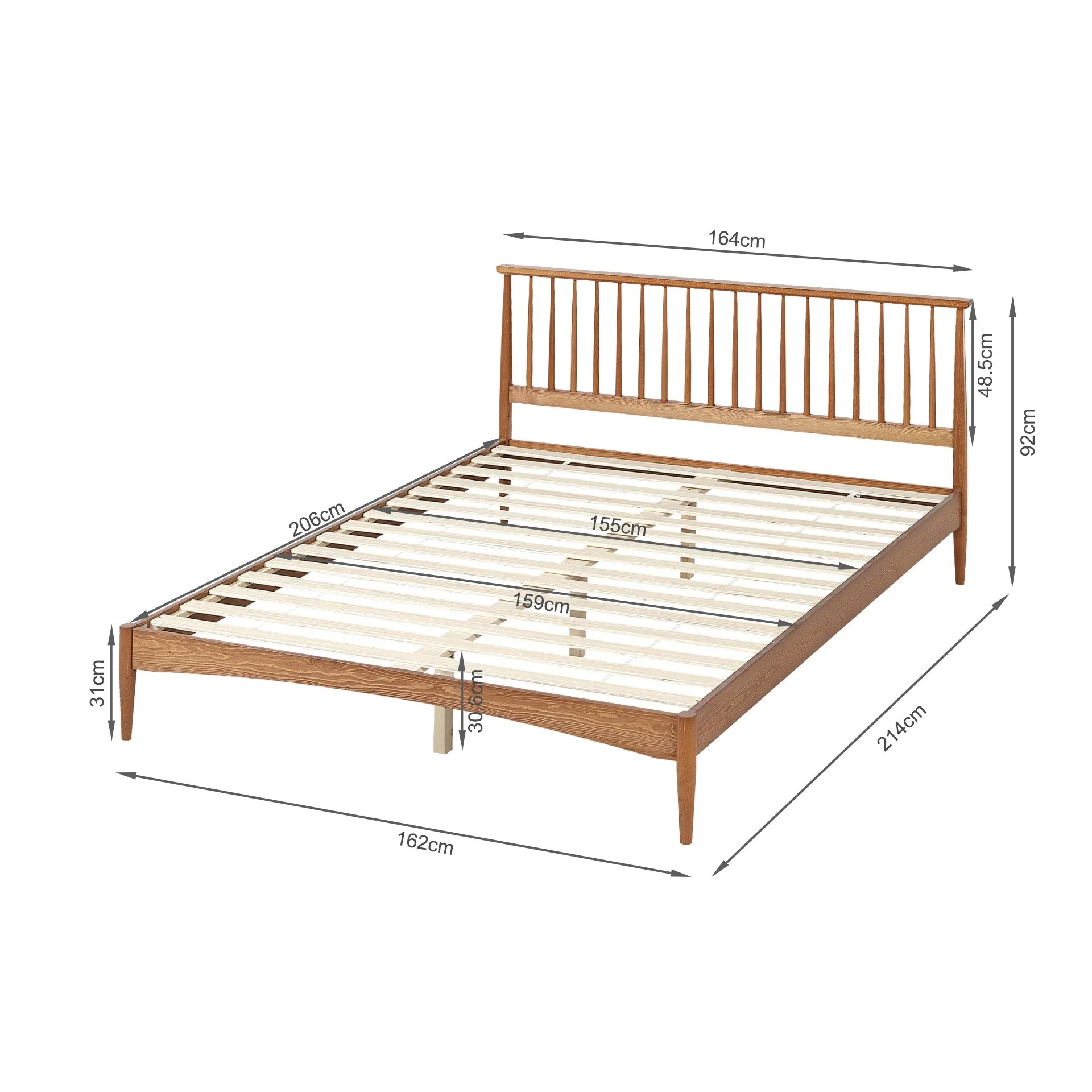 Tolmount Queen Wooden Bed Frame - Walnut - Image 11