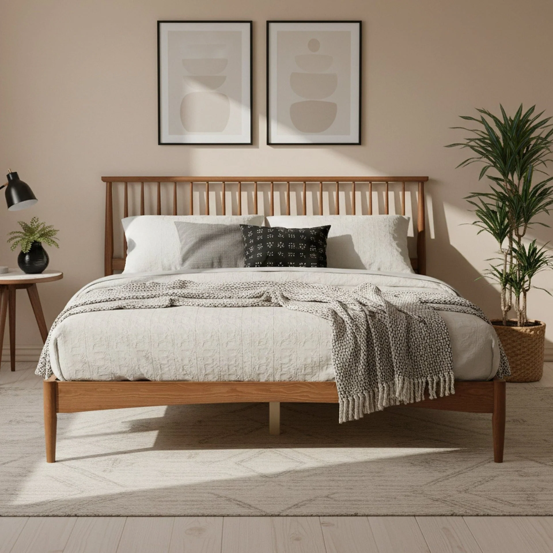 Tolmount Queen Wooden Bed Frame - Walnut - Image 2