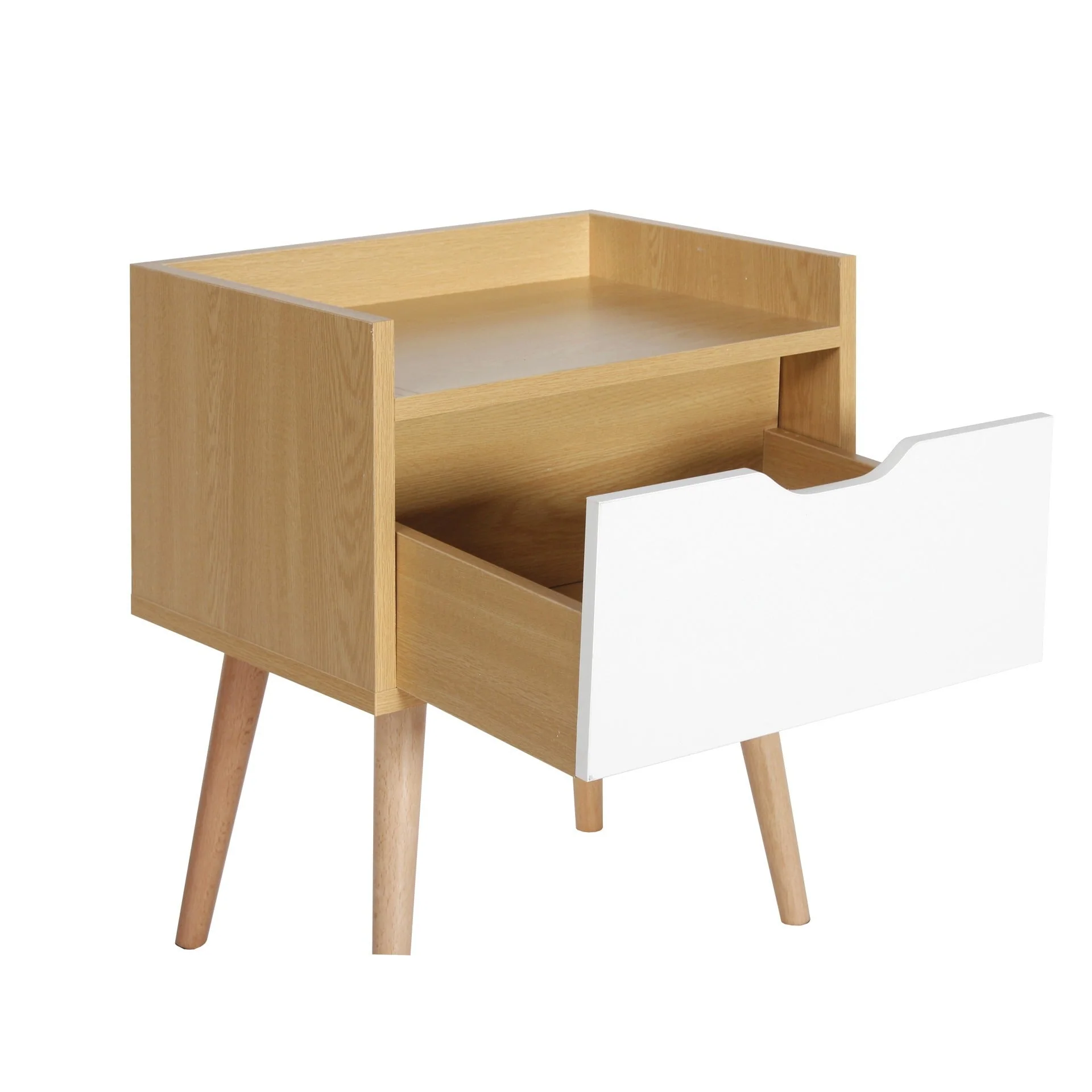 TOMI Bedside Table - Maple + White - Image 4