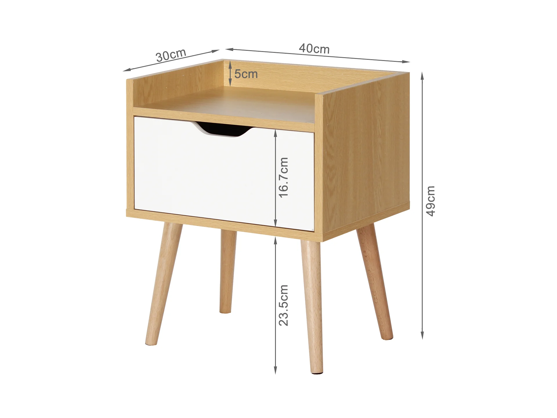 Tomi Bedside Table Nightstand - Oak - Image 4