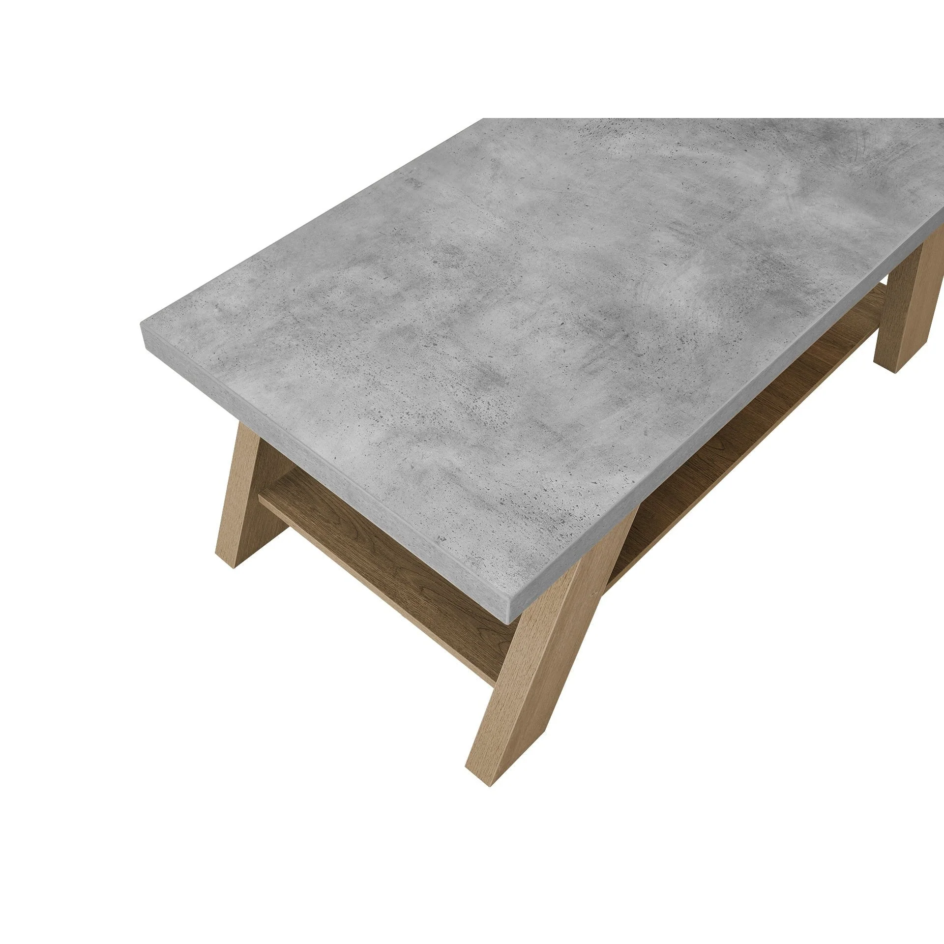 Tommie Rectangular Coffee Table - Cement + Oak - Image 10