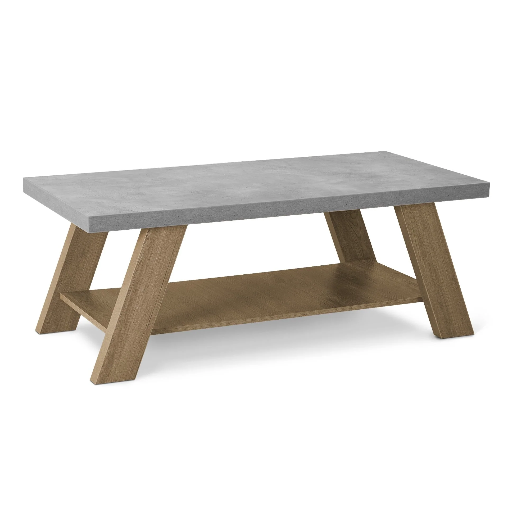 Tommie Rectangular Coffee Table - Cement + Oak - Image 6