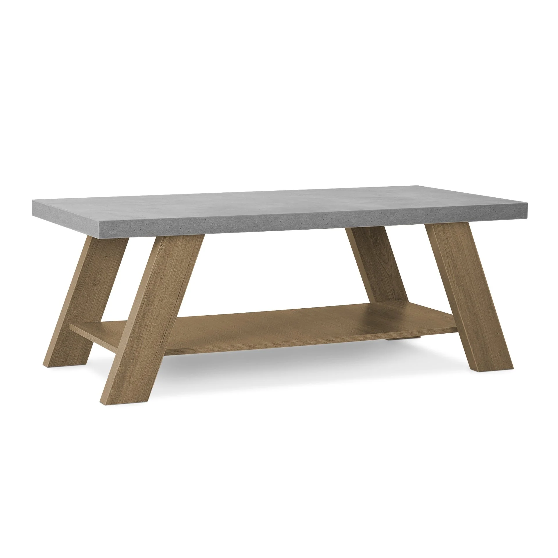 Tommie Rectangular Coffee Table - Cement + Oak - Image 7