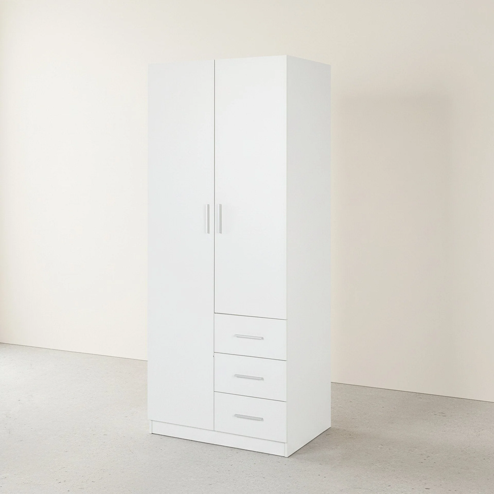 Tongass 2 Door Wardrobe with 3 Drawers - White - Image 8