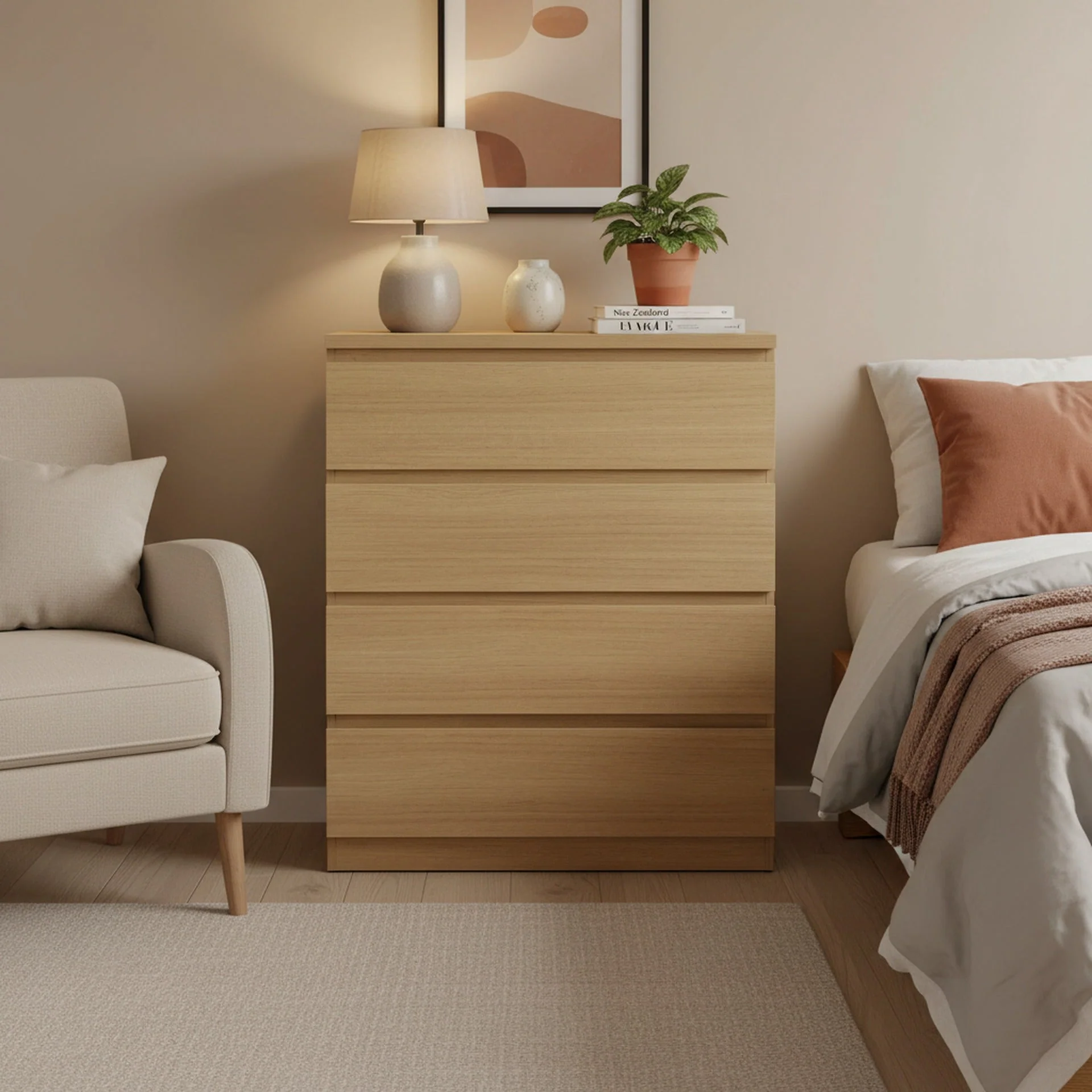 Tongass 4 Drawer Tallboy - Oak