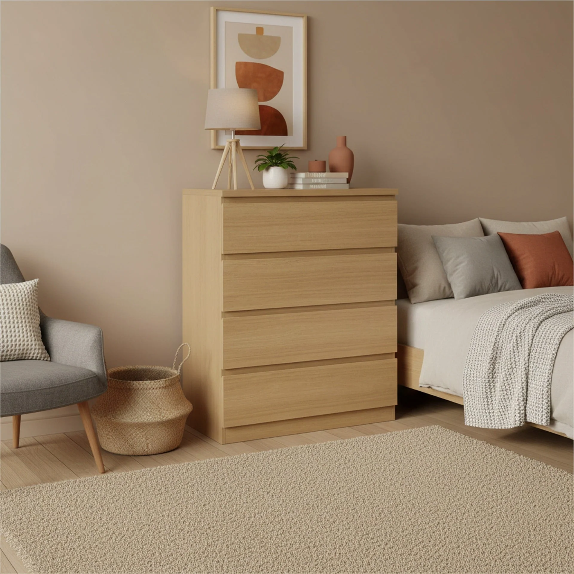 Tongass 4 Drawer Tallboy - Oak - Image 4