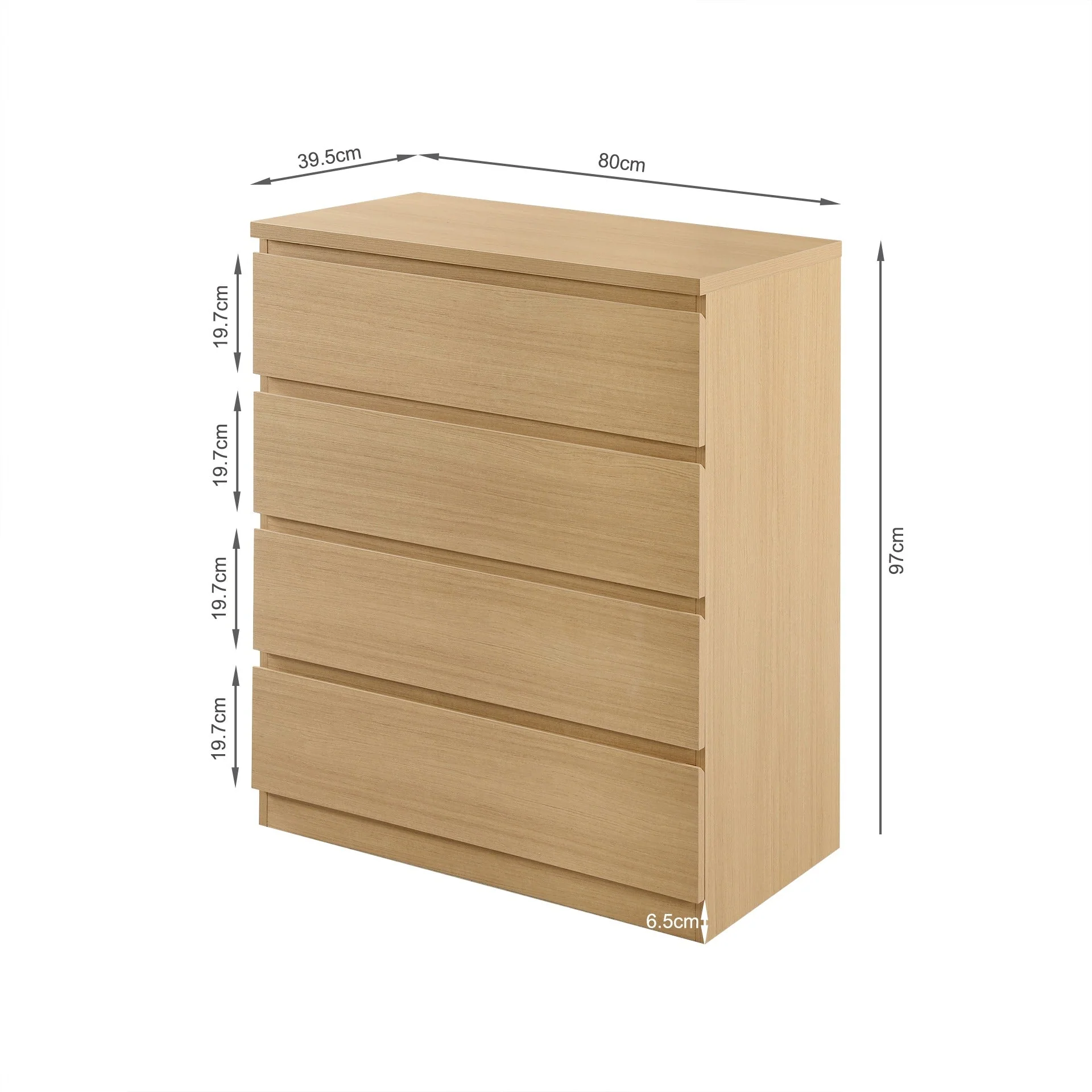 Tongass 4 Drawer Tallboy - Oak - Image 8