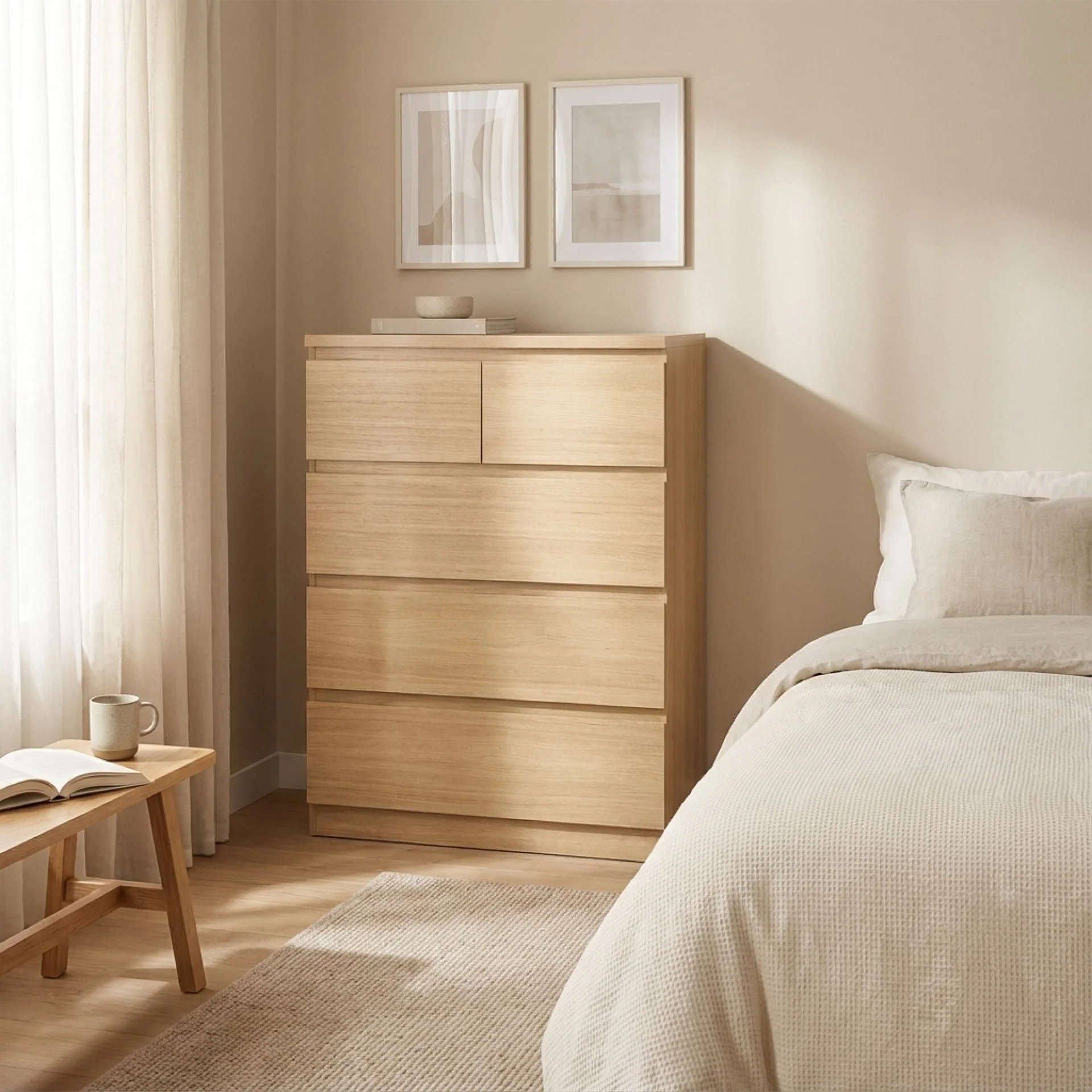 Tongass 5 Drawer Tallboy - Oak - Image 3