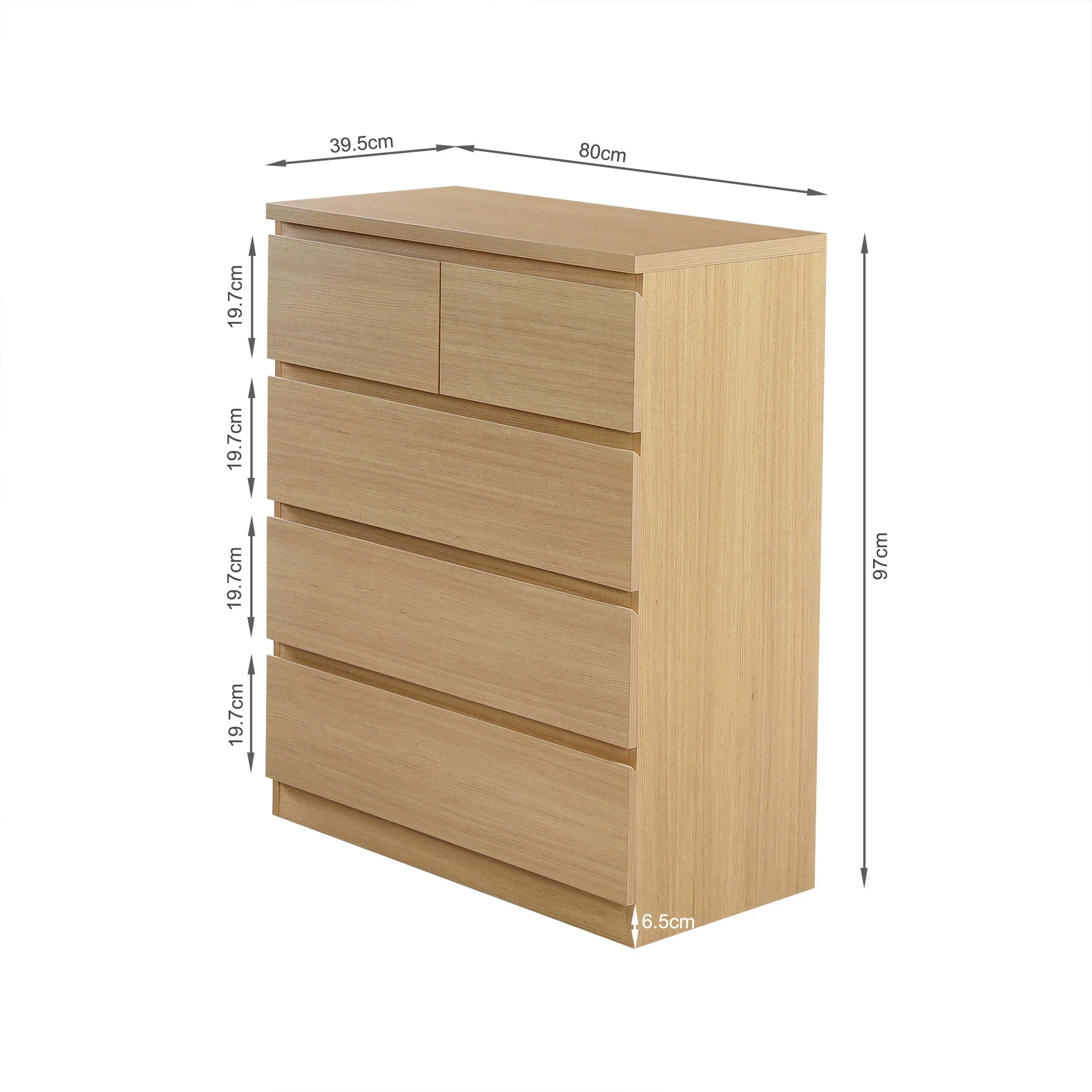 Tongass 5 Drawer Tallboy - Oak - Image 9