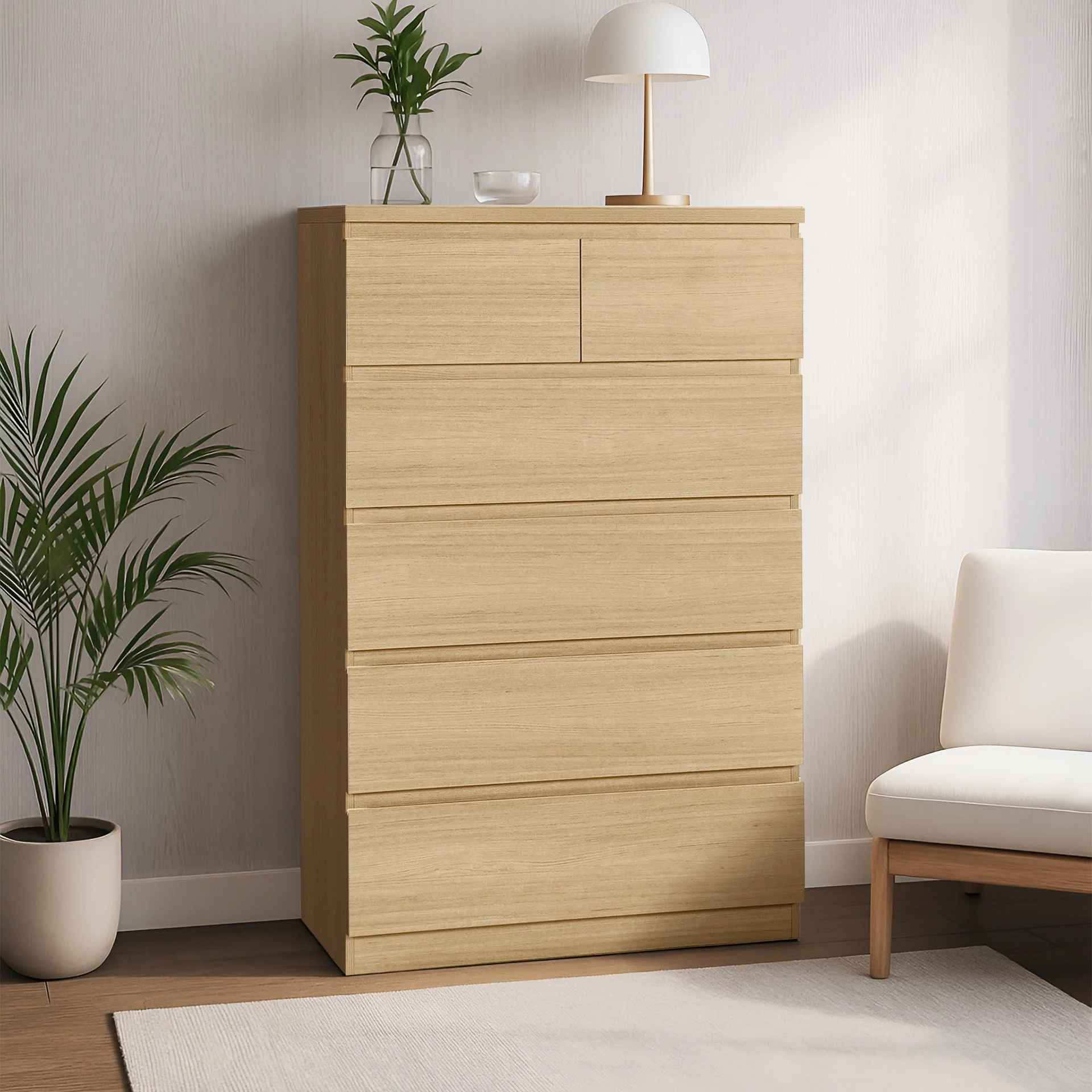 Tongass 6 Drawer Tallboy - Oak - Image 3